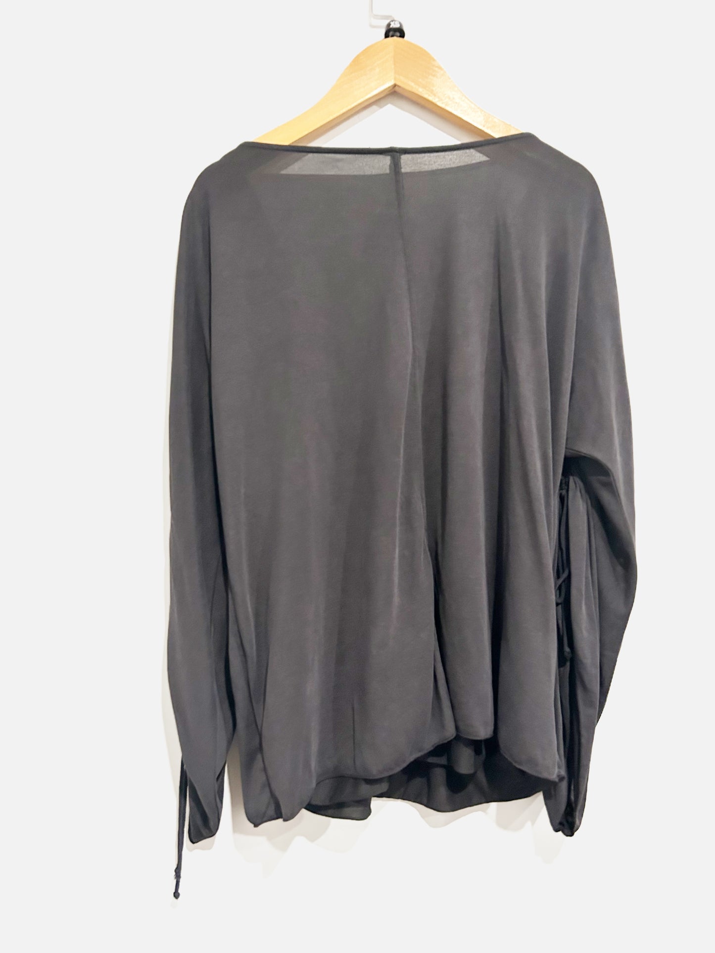 Free People Gray Cinched Sleeve Top - XS