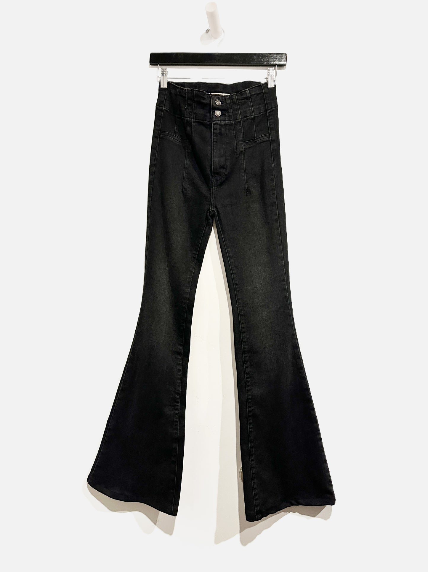 Free People Jayde Flare Jeans in Black Onyx - 25