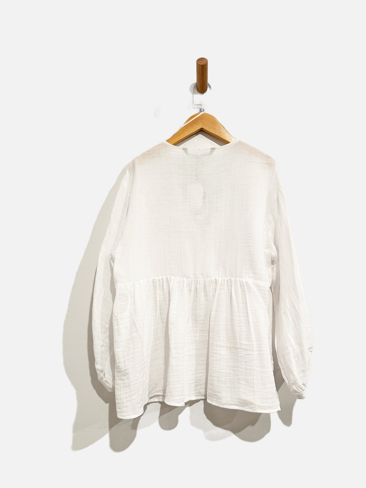 Zara White Embroidered Blouse - Small