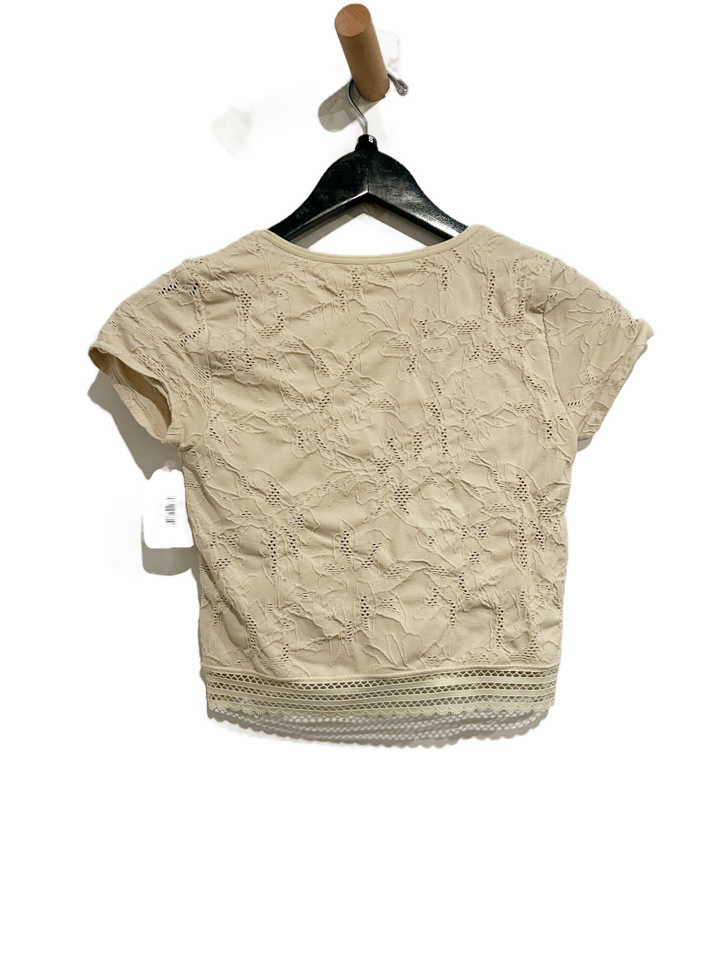 Aerie Superchill Beige Floral Seamless Cap Sleeve Top - Small