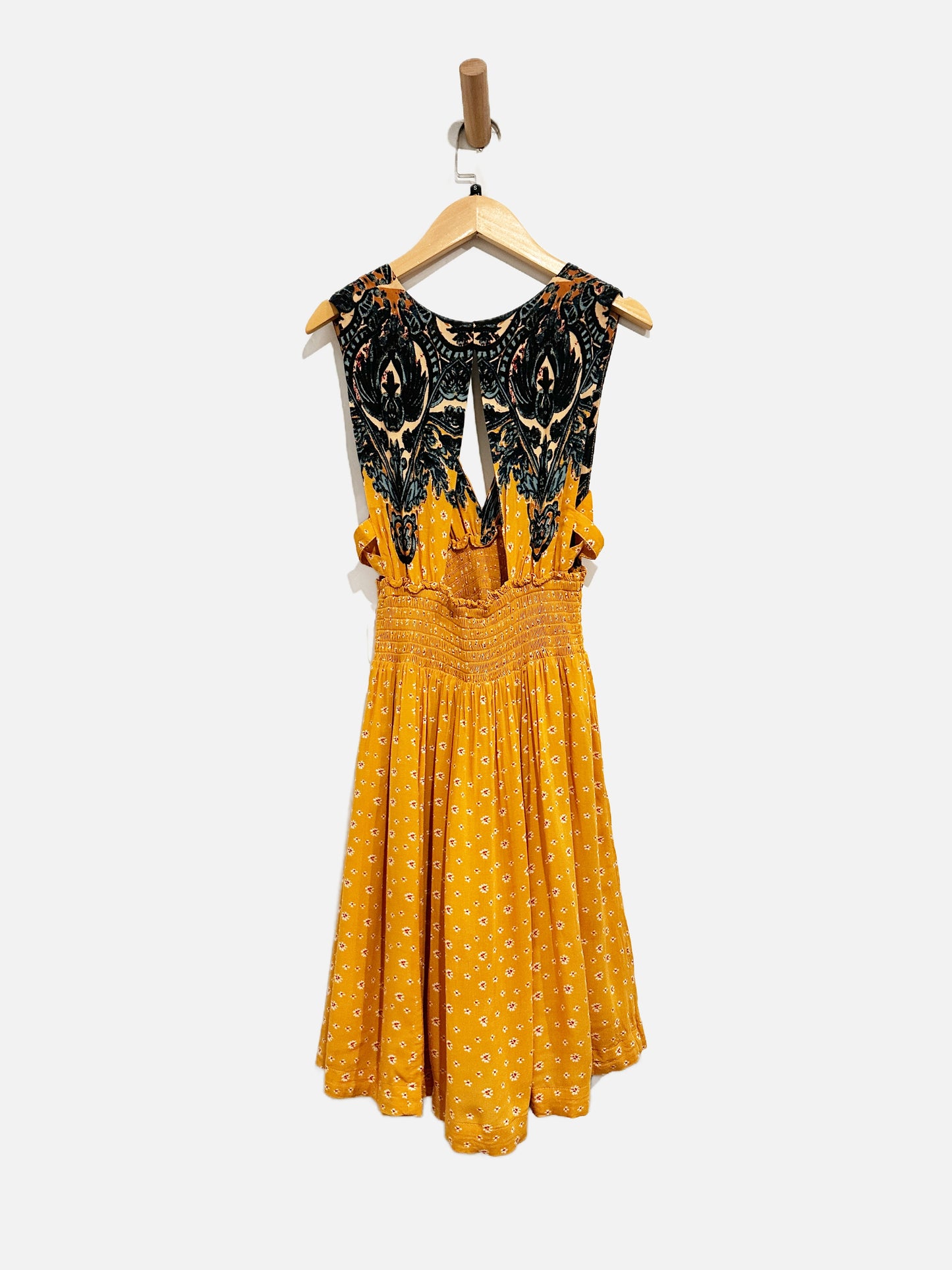 Free People Walking Through My Dreams Yellow Floral Mini Dress - Small