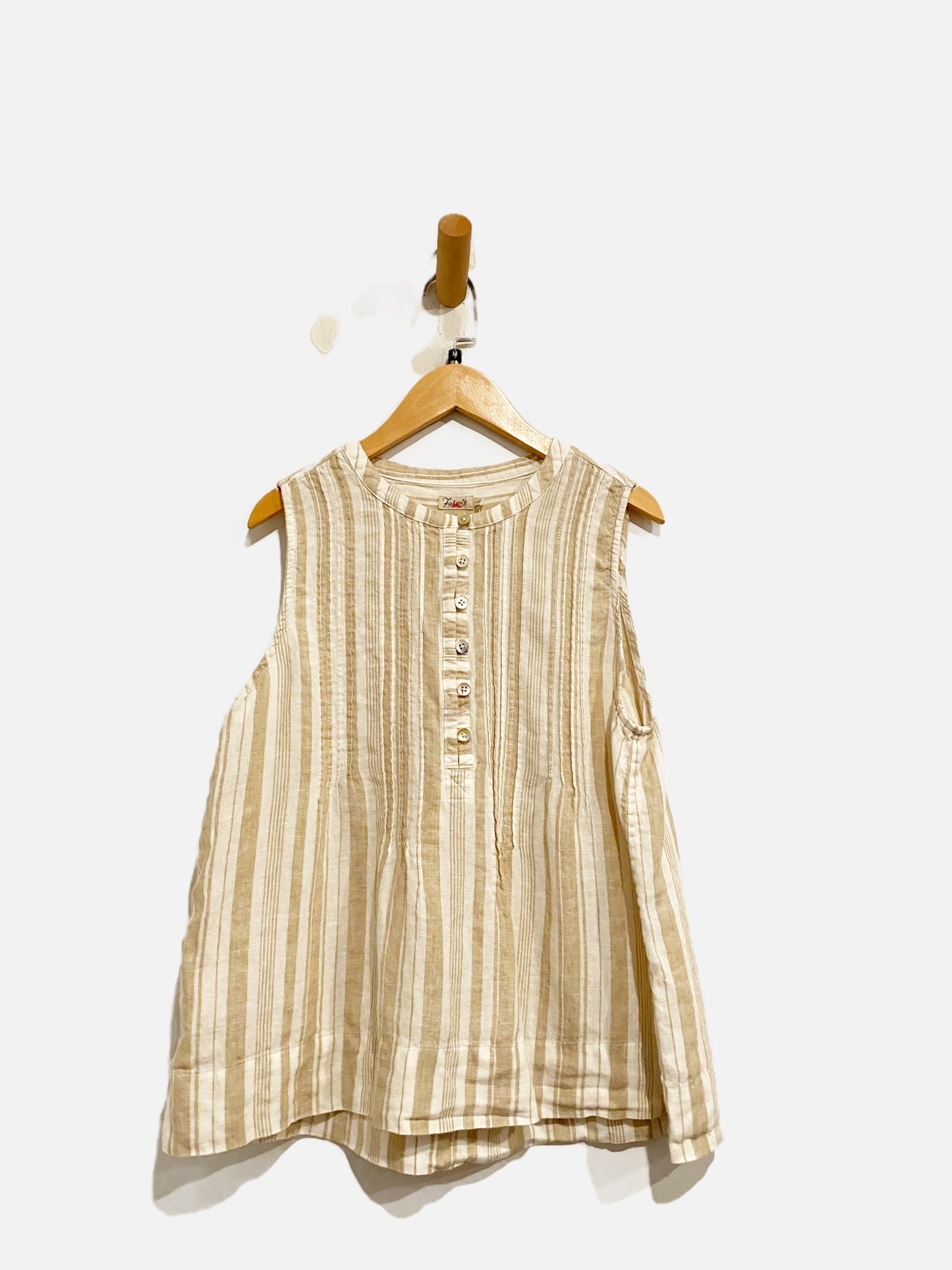 Faherty Cream Stripe Tank Top - Medium