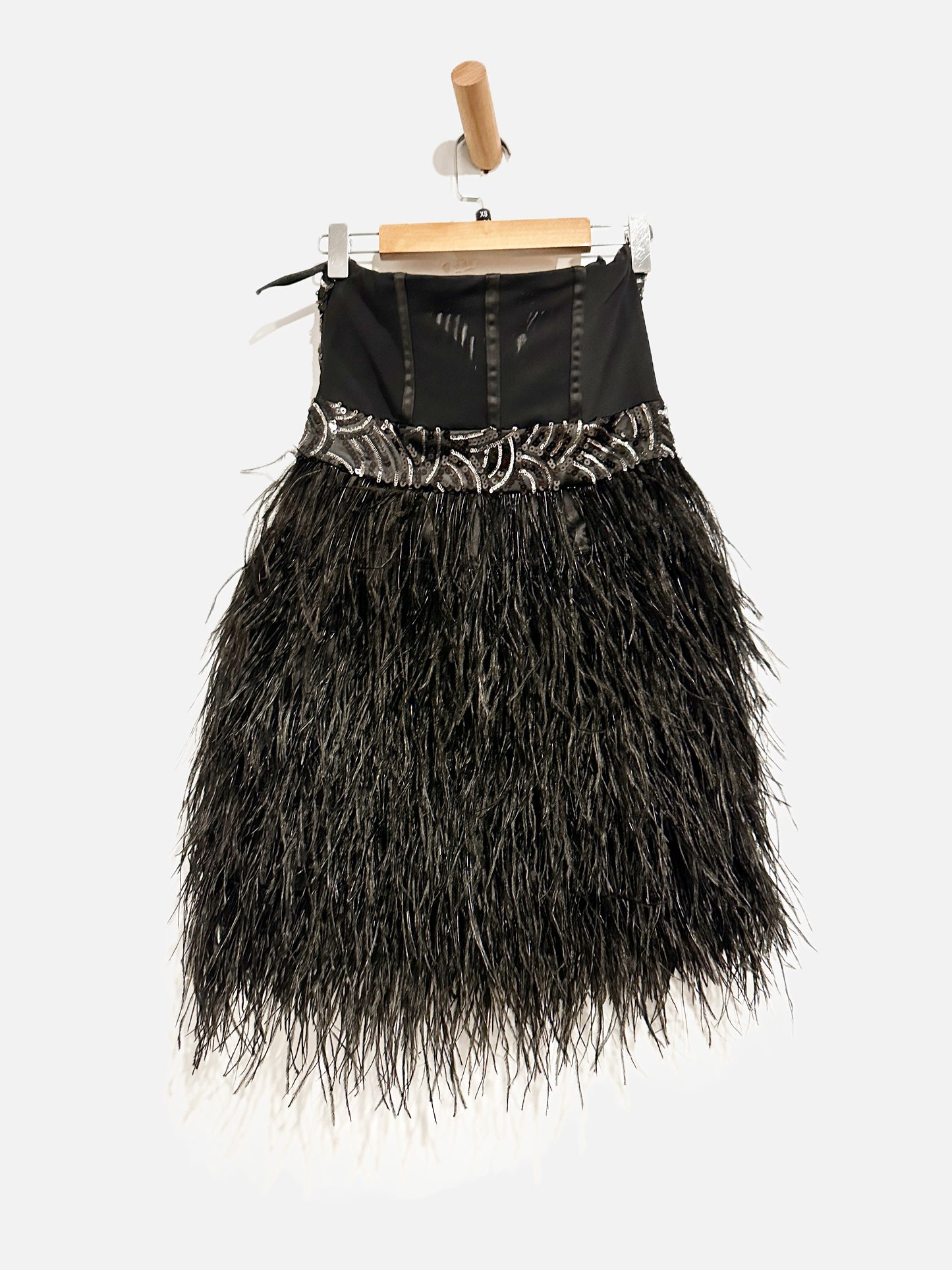 Bebe Black Sequin Feather Mini Dress - XS