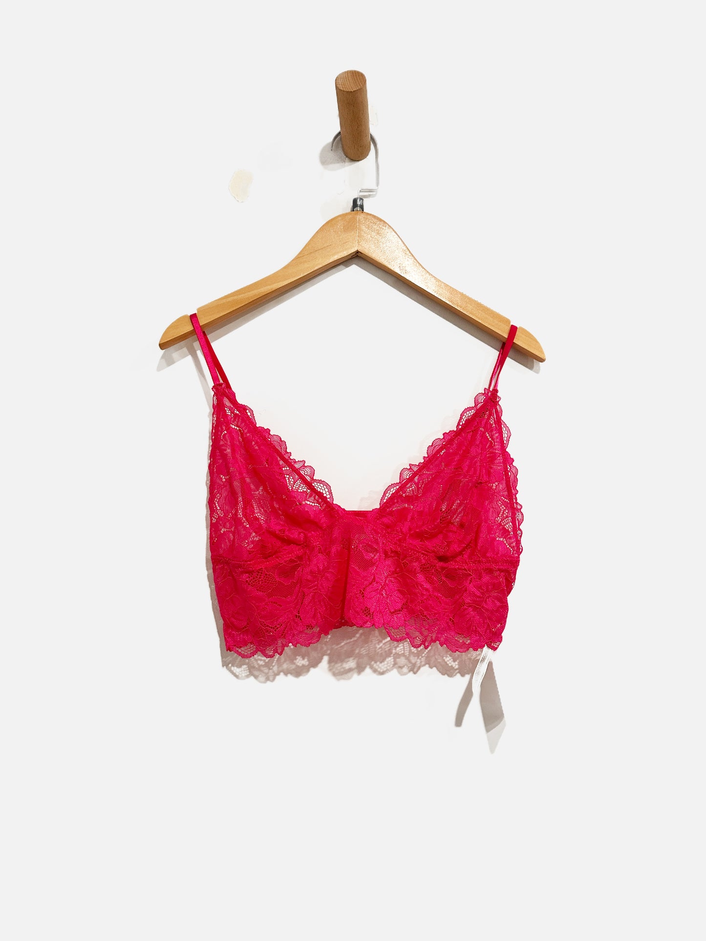 Free People Everyday Long Line Pink Lace Bralette - Medium