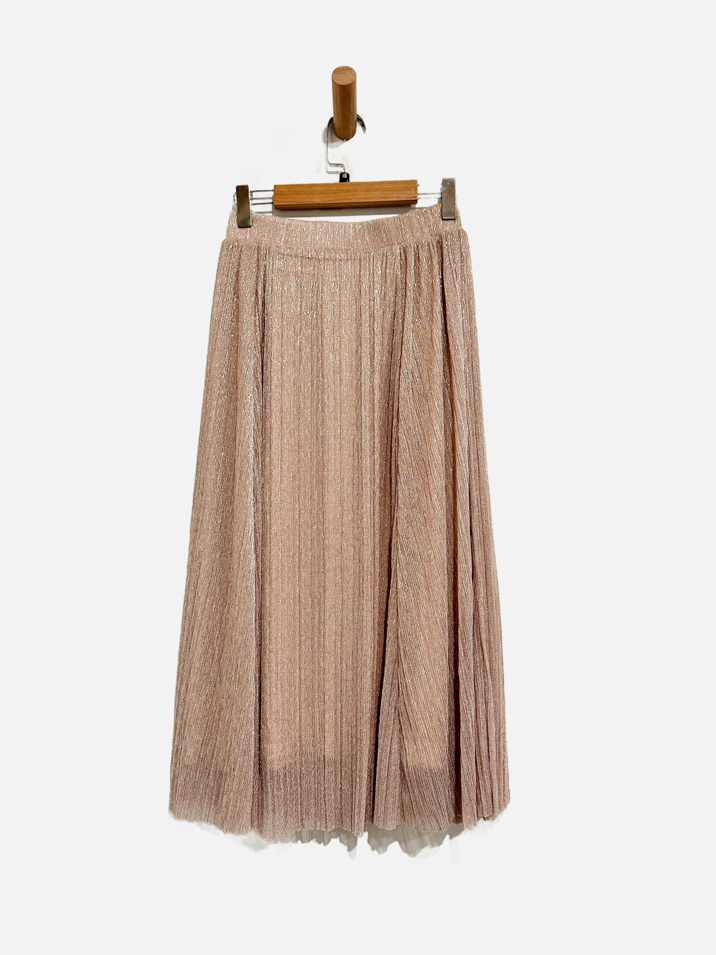 Anthropologie Maeve Pink Lurex Pleated Midi Skirt -XXS