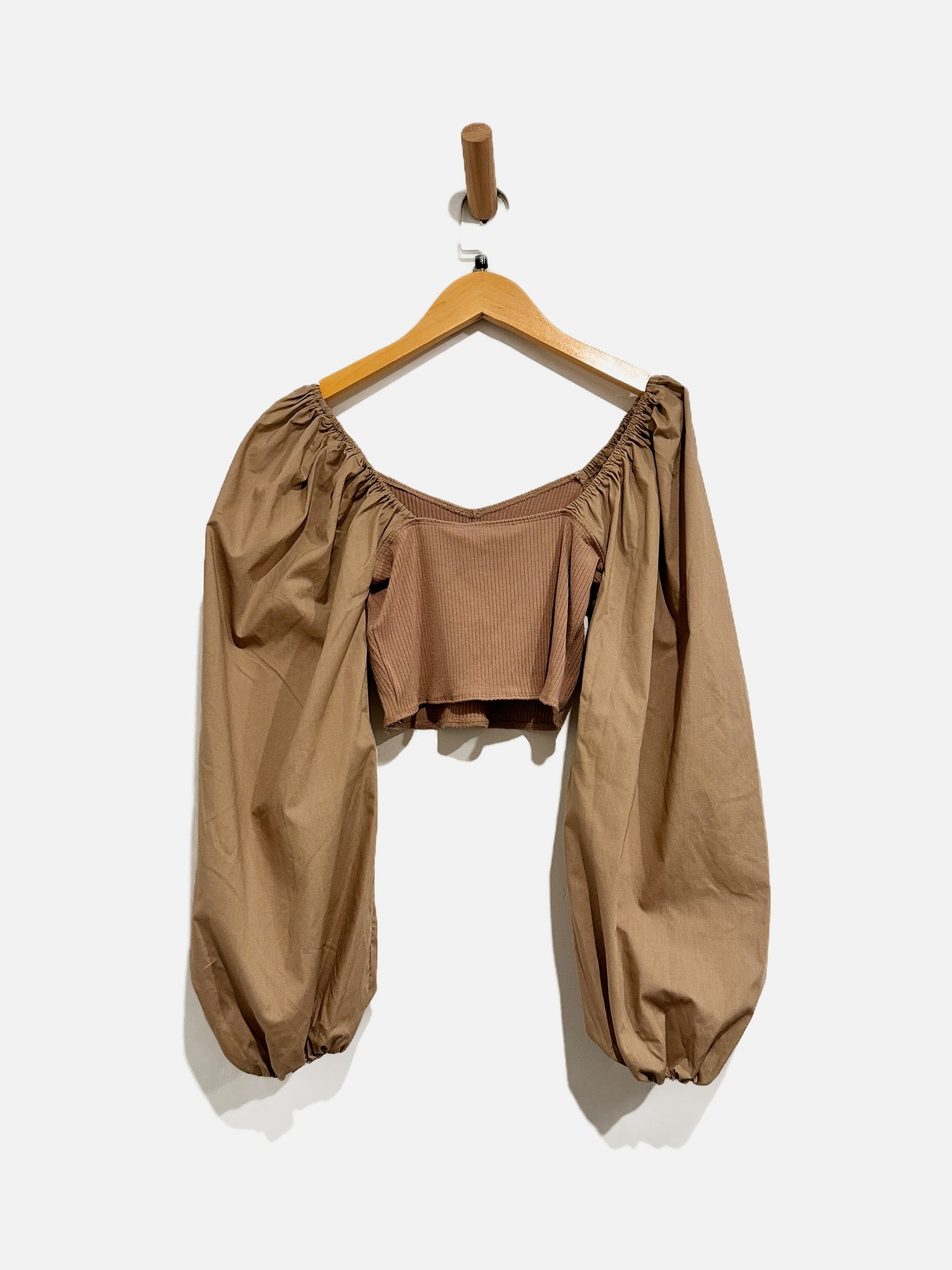 A&F Brown Puff Sleeve LS Top - Small
