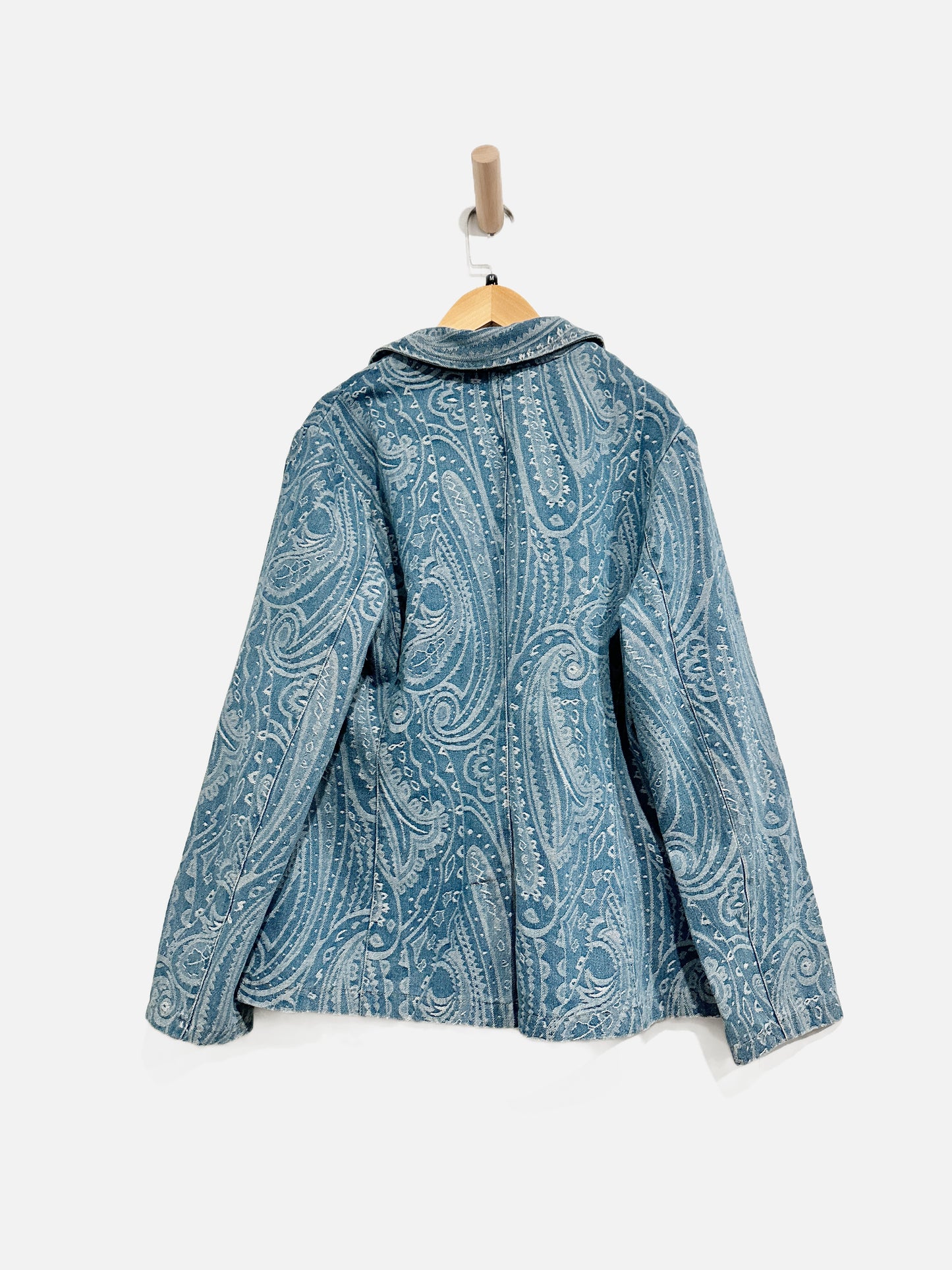 Solitaire Boho Paisley Blue Denim Blazer - Medium