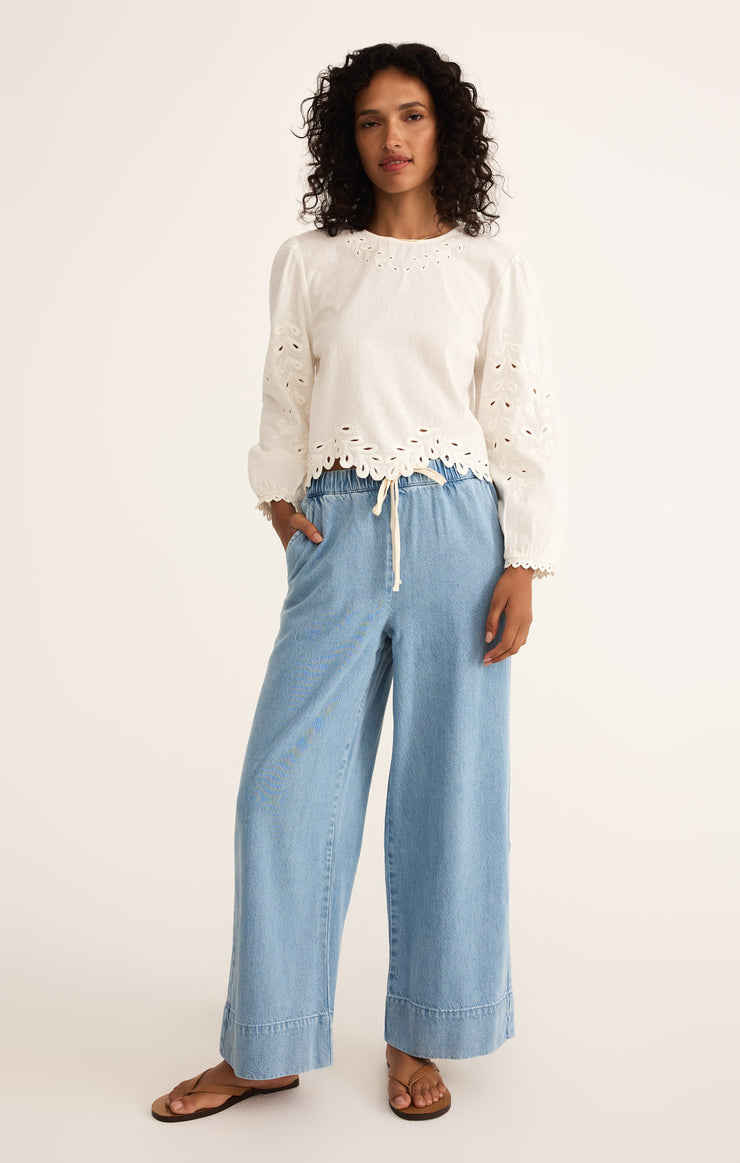 Z Supply Denim Wide Leg Drawstring Pants - XS