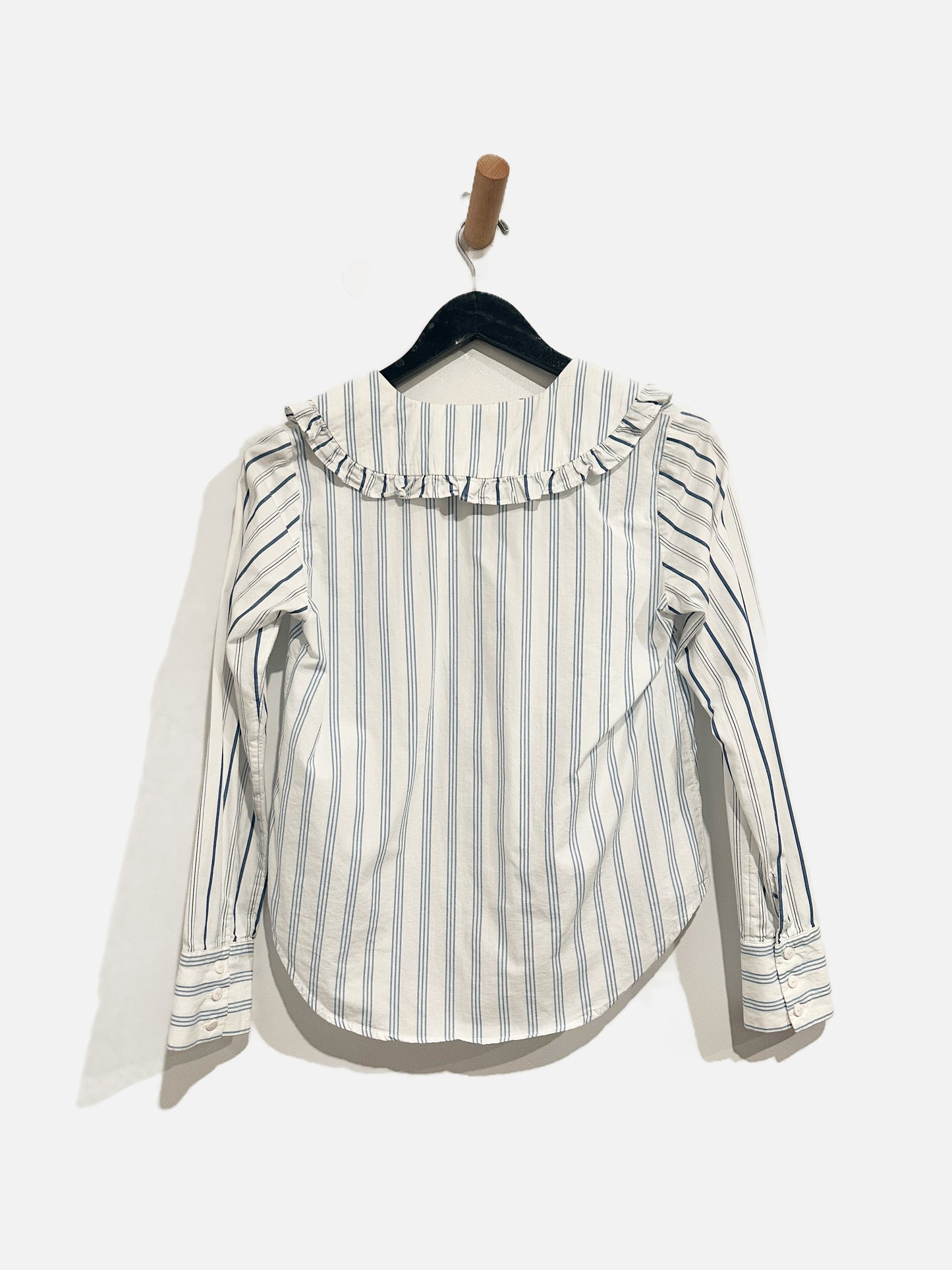 Anthropologie Maeve Blue & White Collar Blouse - 0