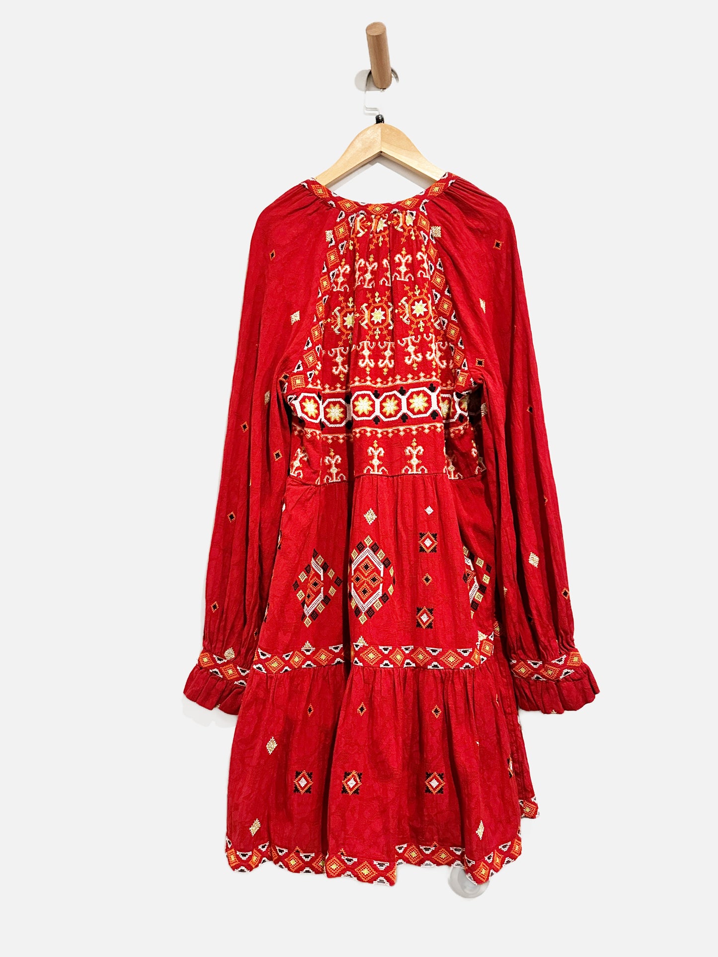 Anthropologie NWT Red Embroidered Bay Doll Dress - Small