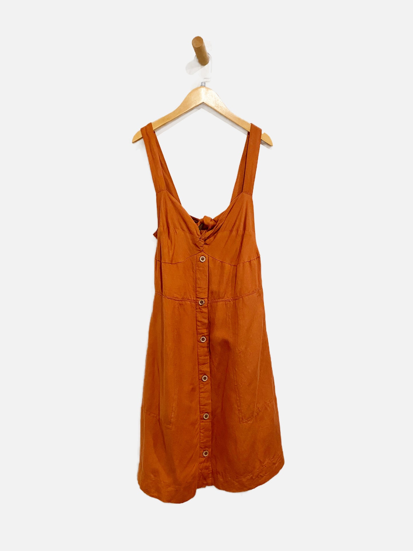 Anthropologie Maeve Orange Linen Button Front Dress - Large