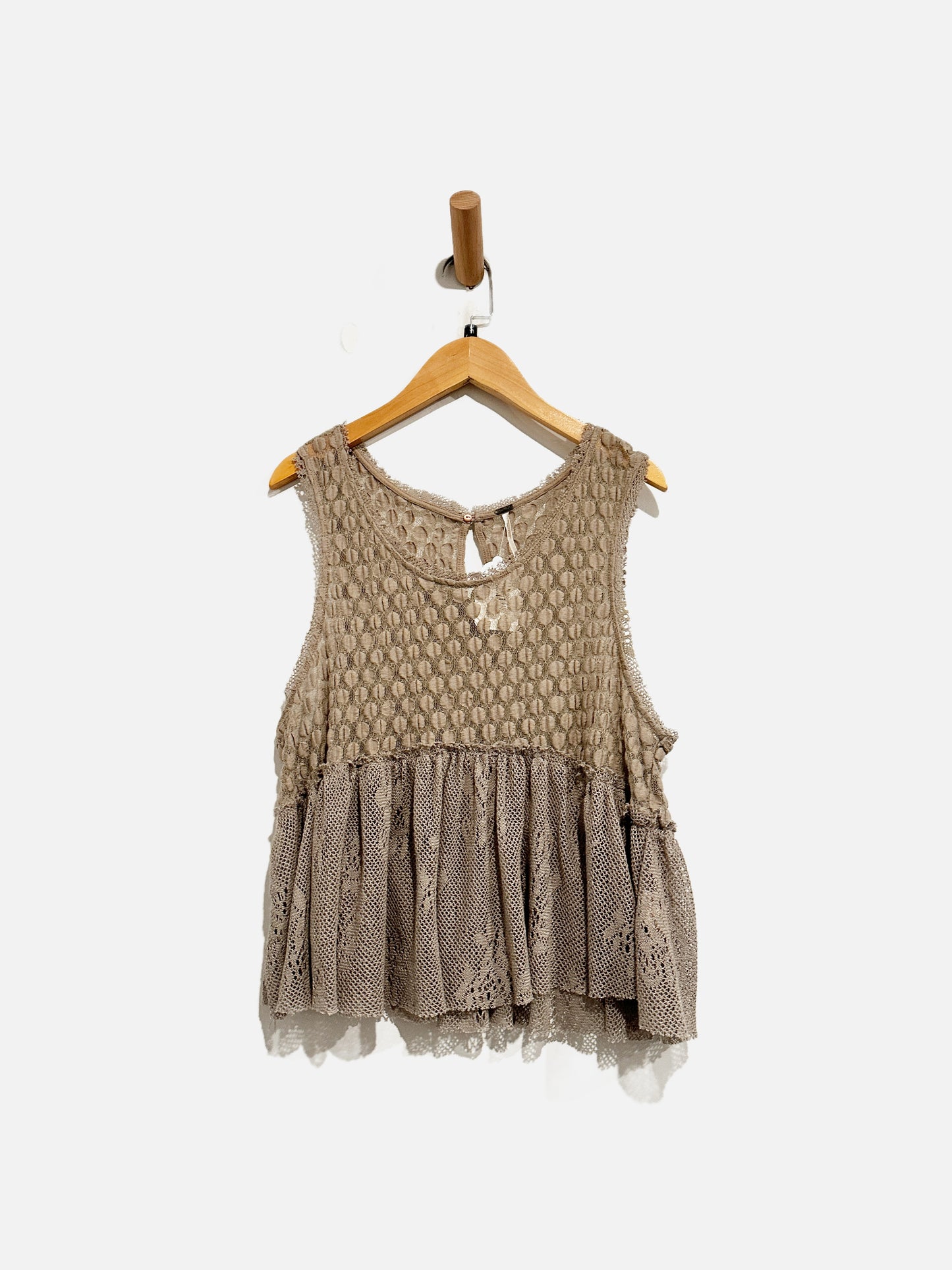 Free People Green Open Knit Tank - Small