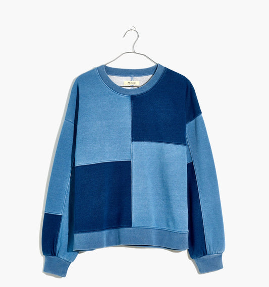 Madewell Blue Patchwork Pullover - XXS