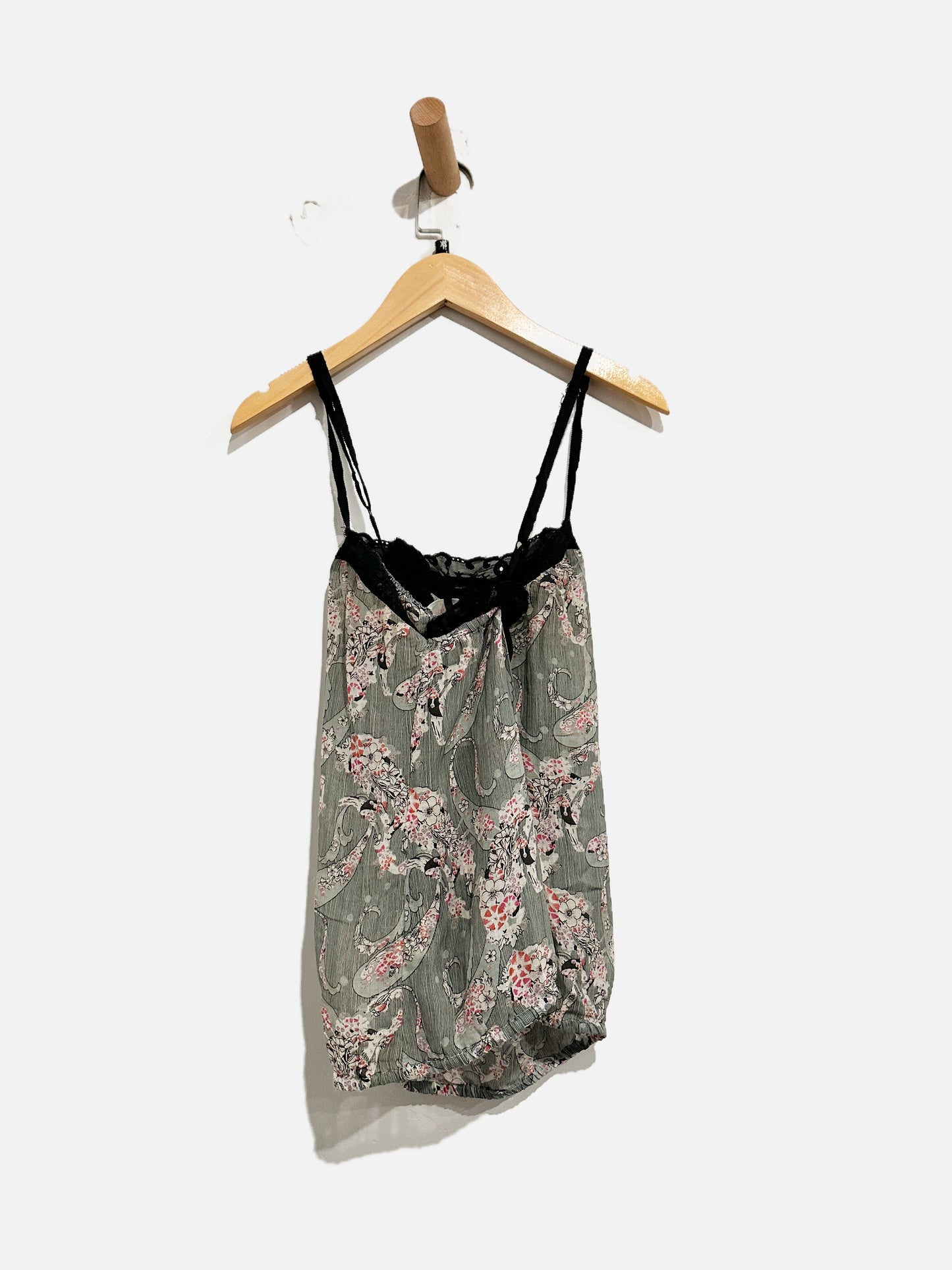 Free People Y2K Paisley Black Lace Trim Tank - XS