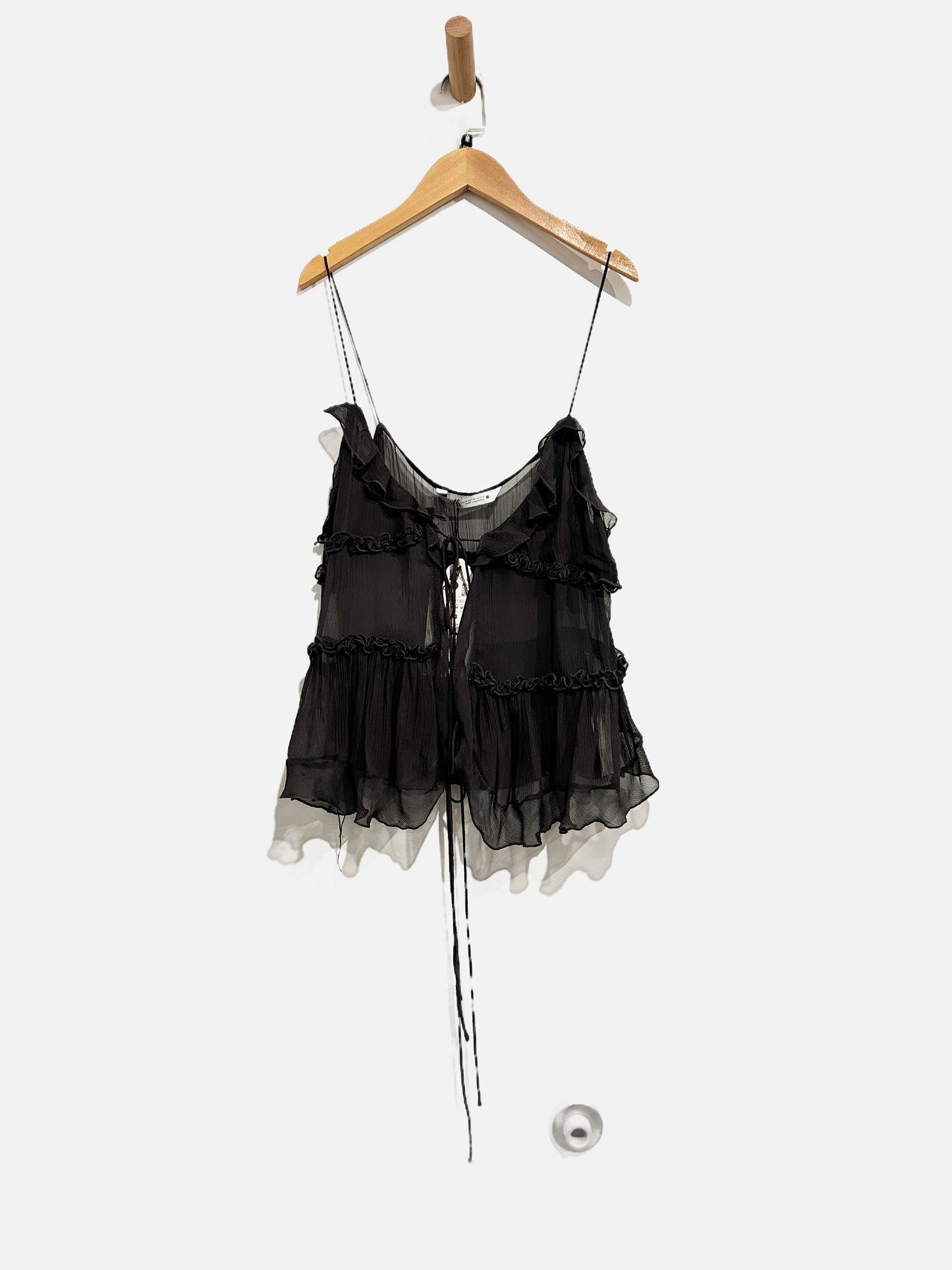 Zara Gray Ruffle Tie Front Tank - Medium