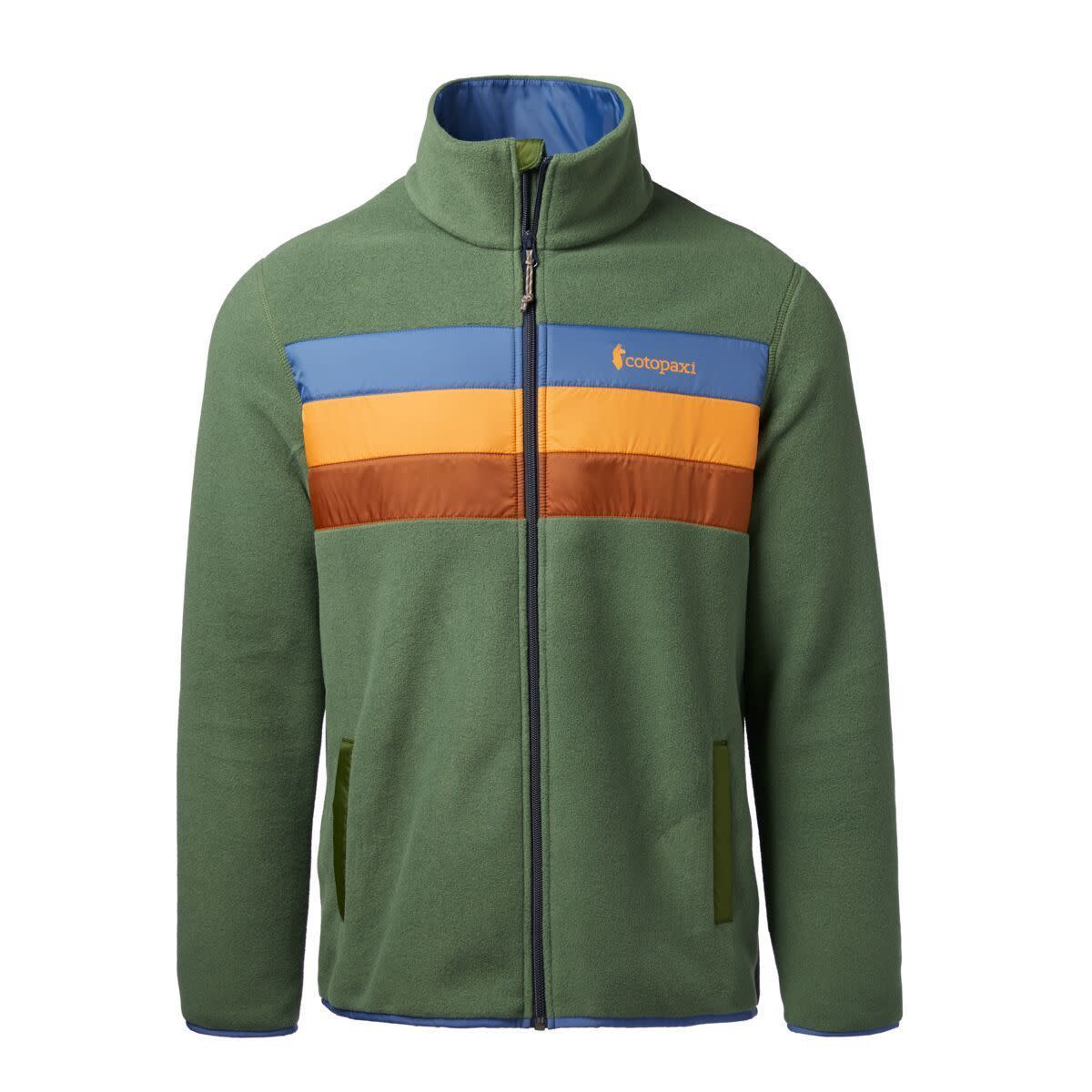 Cotopaxi Mens Green Stripe Zip Up Fleece - Medium