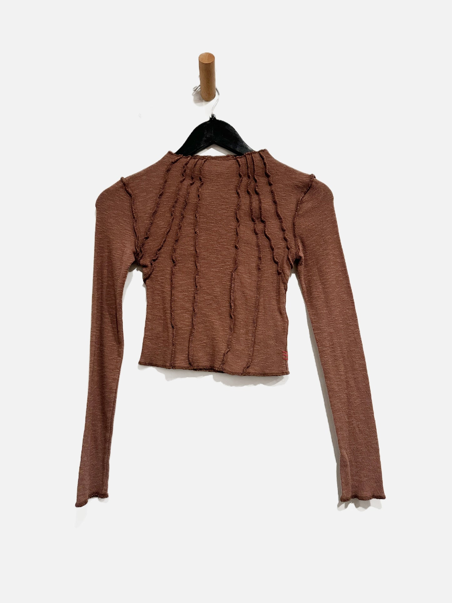 UO BDG Brown Mock Neck LS - XS