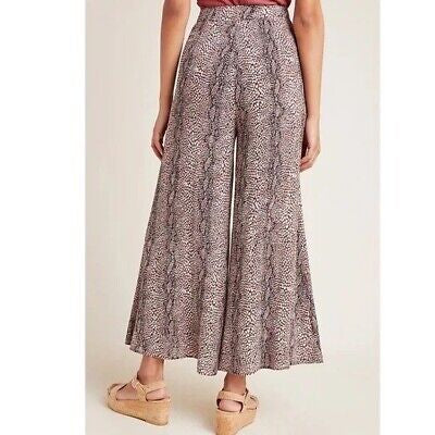 Anthropologie Brown Snake Print Wide Leg Pants-0
