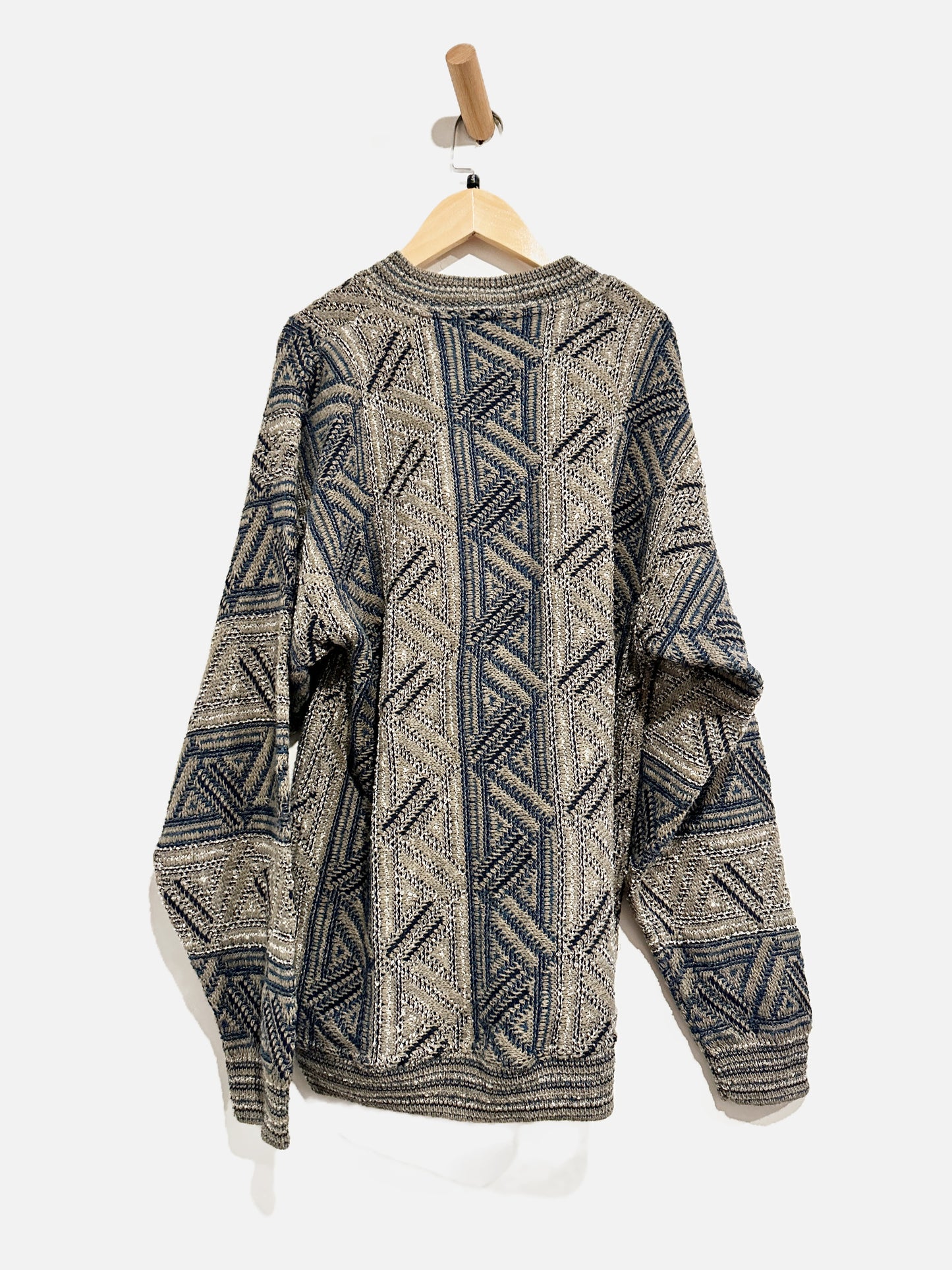 Cortina Italia Vintage Brown & Blue Grandpa Sweater - Small