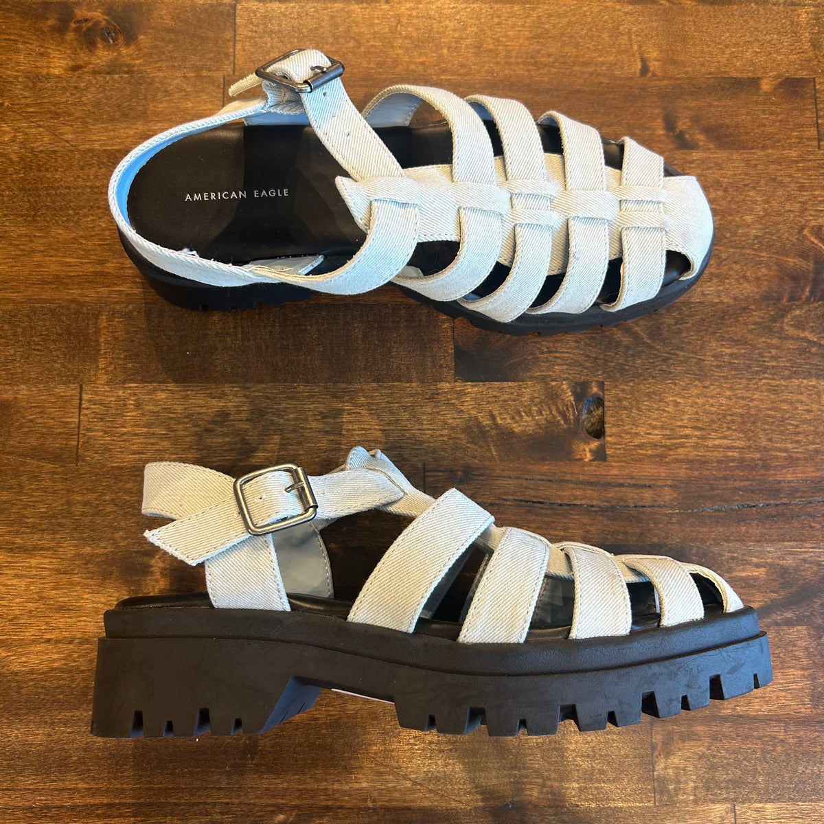 American Eagle Denim Lug Fisherman Sandals - 8