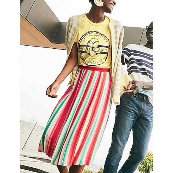 J.Crew NWT Multicolor Pleated Skirt - 14