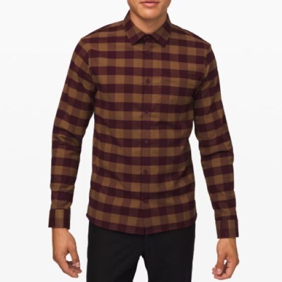Lululemon Mason’s Peak Flannel in Check Plaid Mini Dark Adobe Frontier - Small