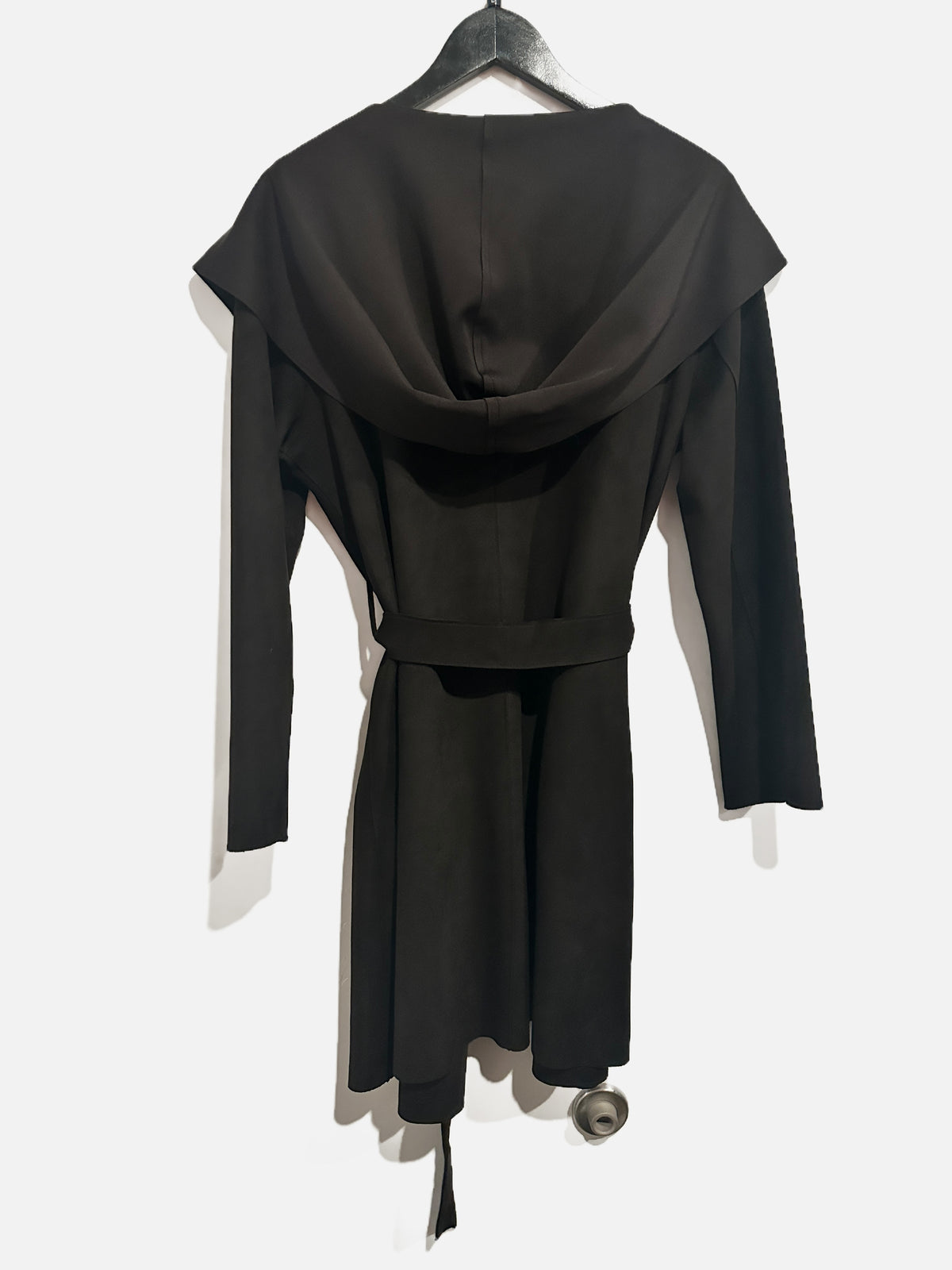 Zara Hooded Black Cardigan Coat - Large
