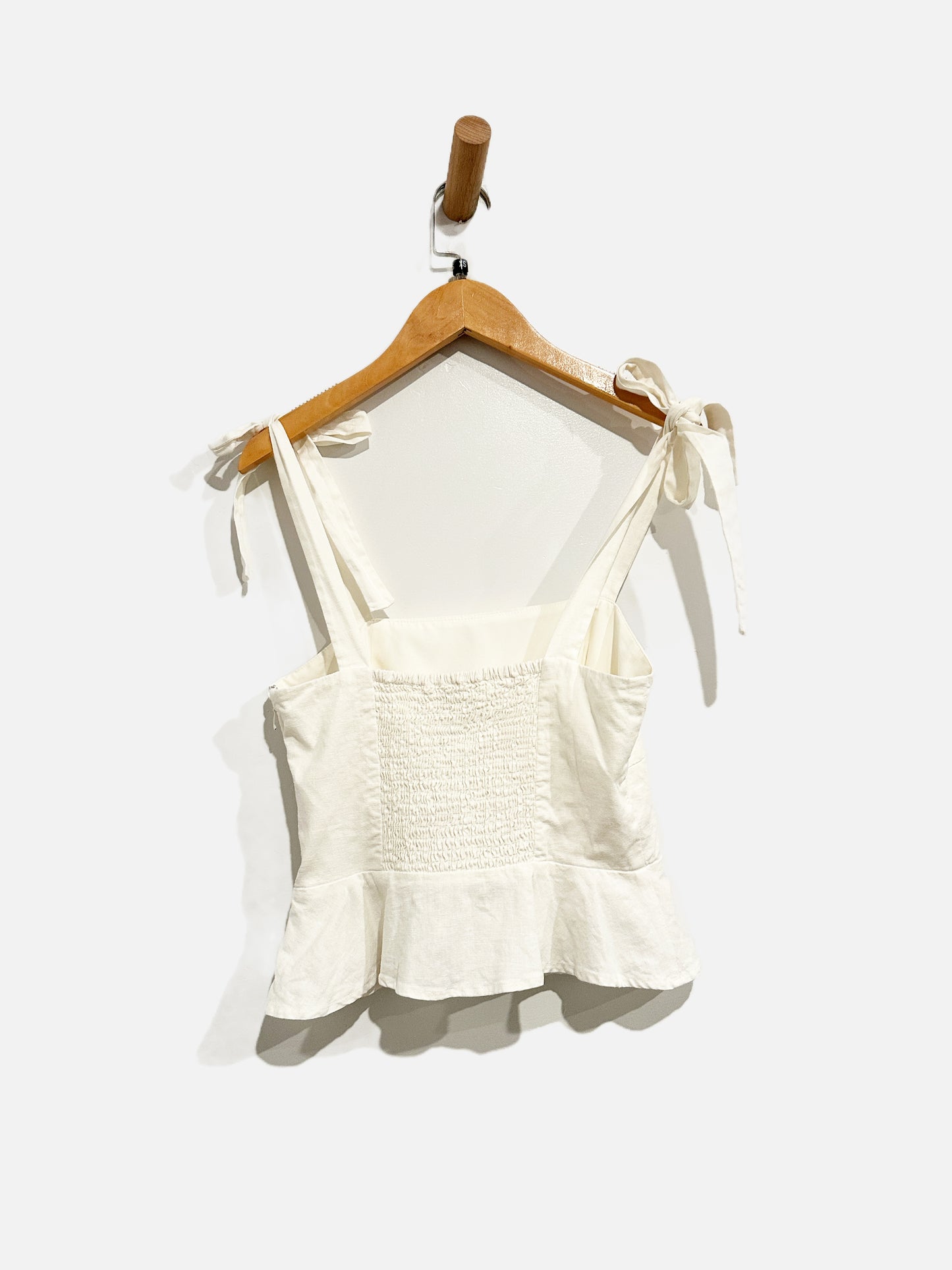 Gianni Bini Cream Linen Peplum Tank - 2/Small
