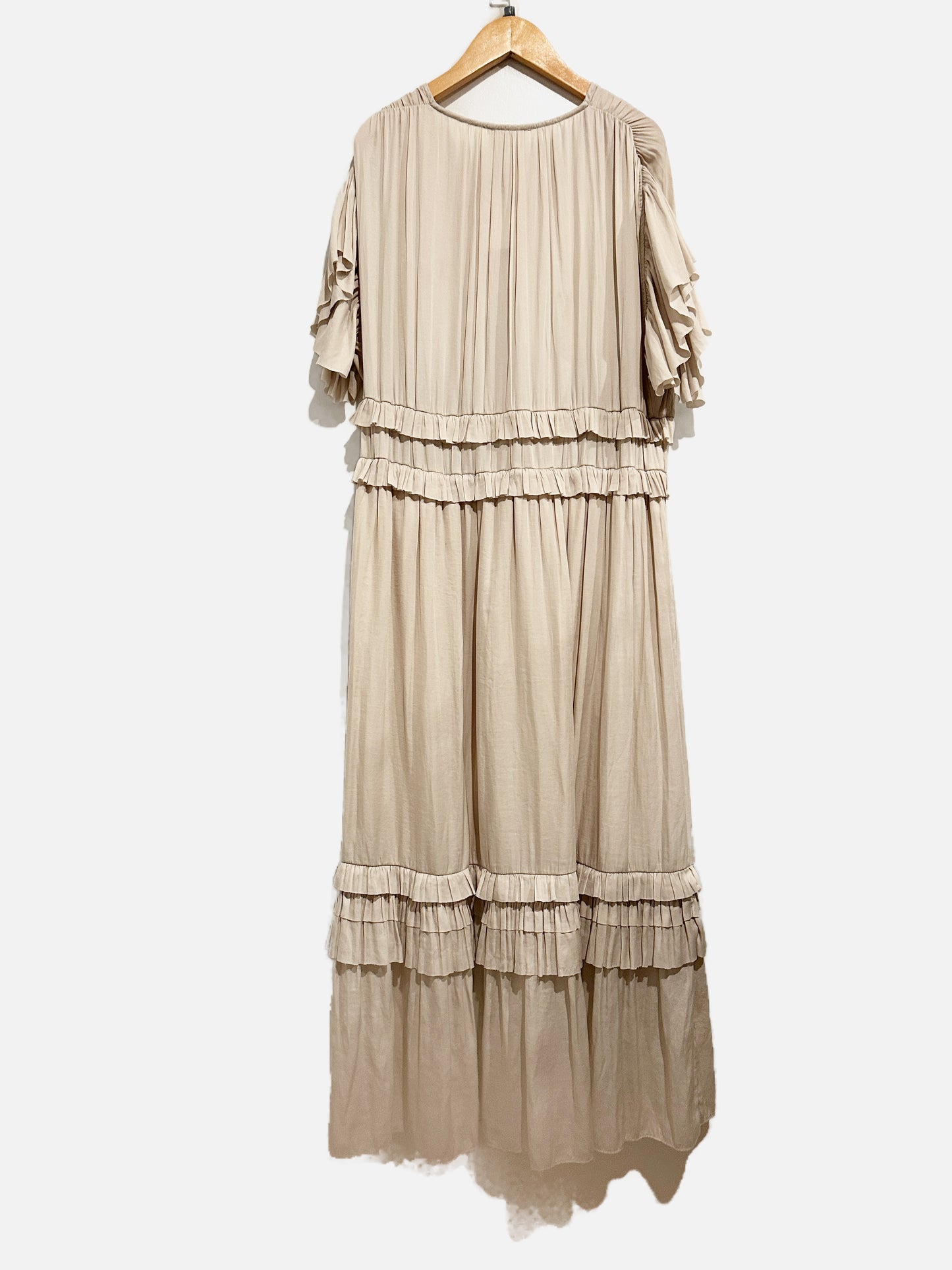 Bohme Cream Ruffle Maxi Dress - Large