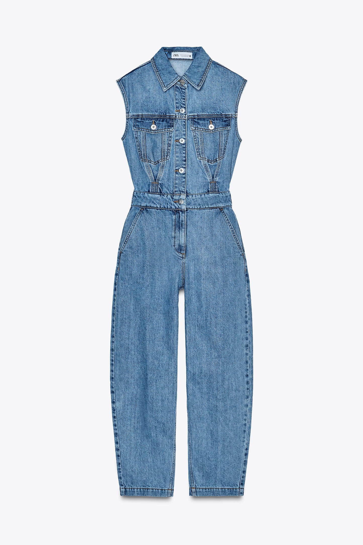 Zara Denim Sleeveless Jumpsuit - Small