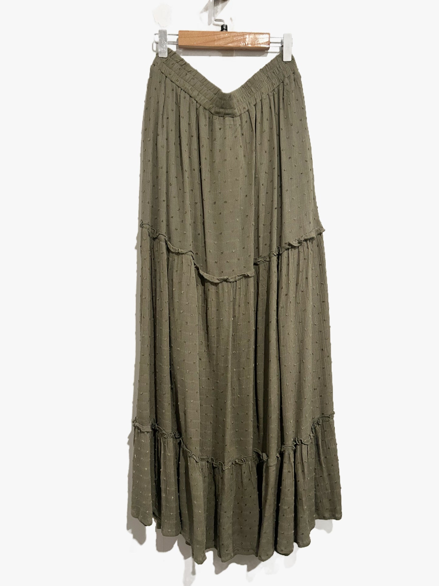 Bohme Green Swiss Dot Maxi Skirt and Top Set - Large