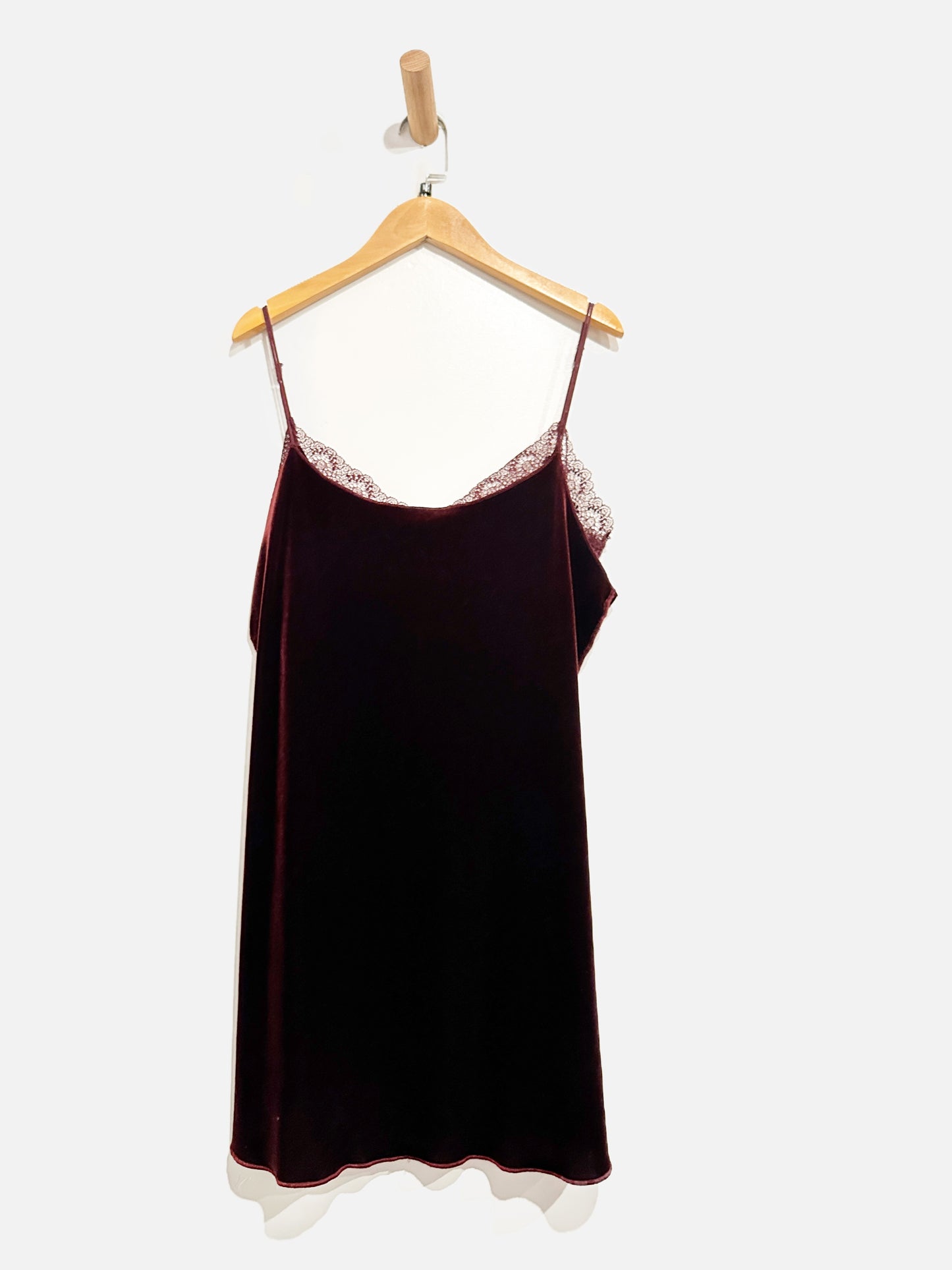 Free People Maroon Velvet Slip Dress - Medium