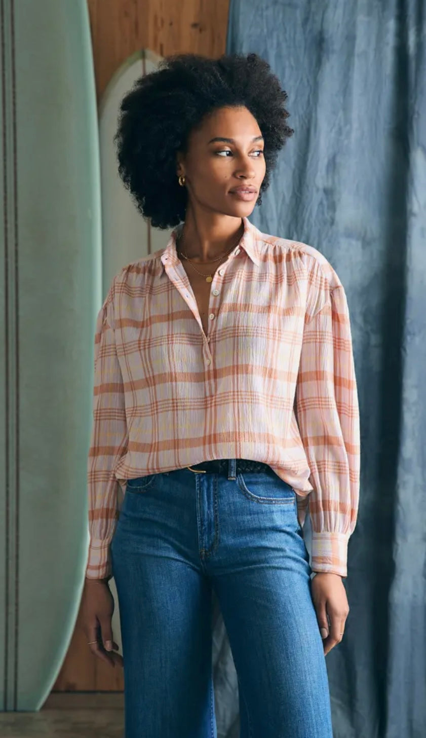 Faherty NWT Olli Top in Pink Plaid - Small
