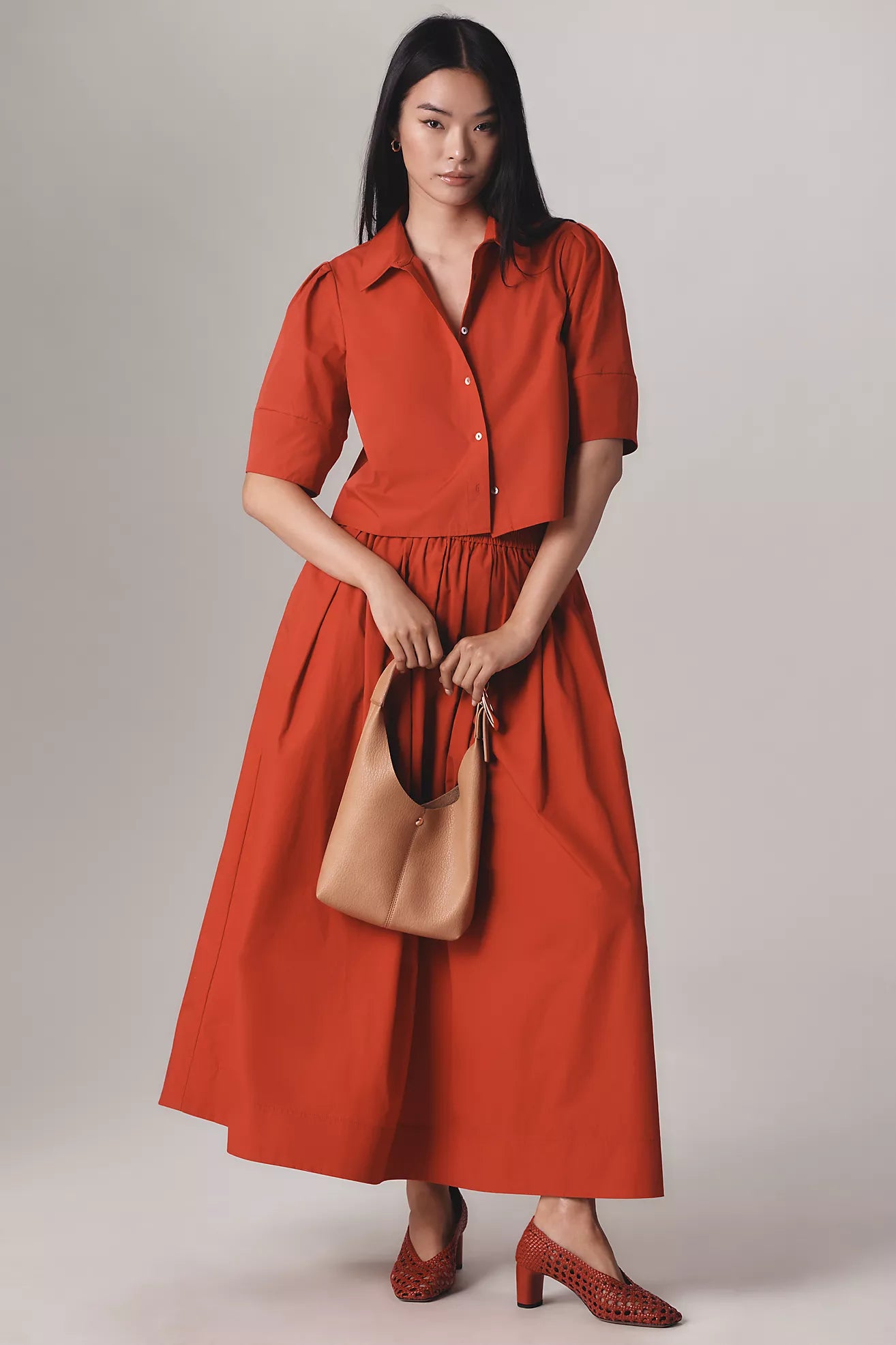 Anthropologie Maeve Red Button Down Blouse - Large