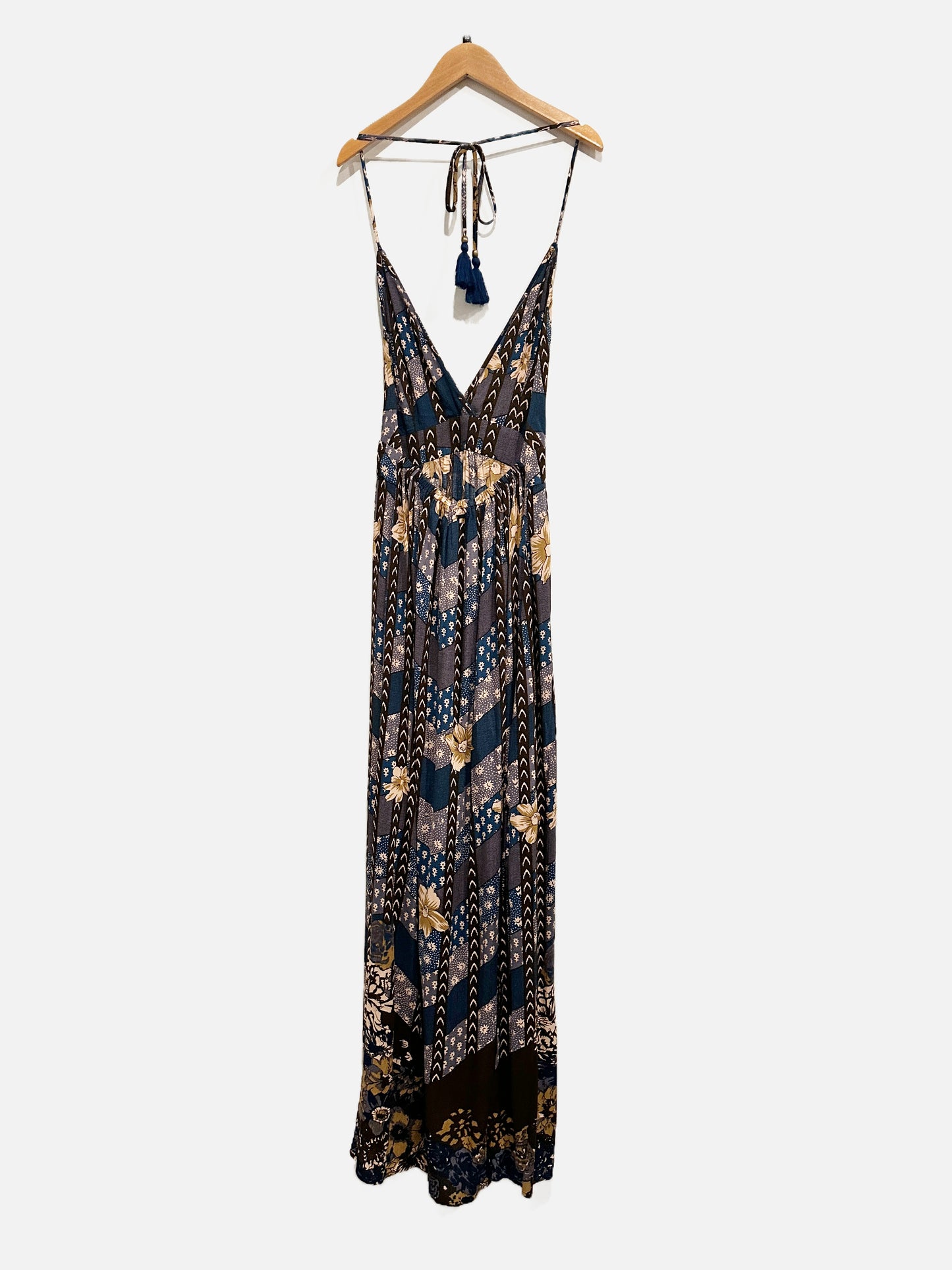 O’Neill Blue/Brown Halter Maxi Dress - XS