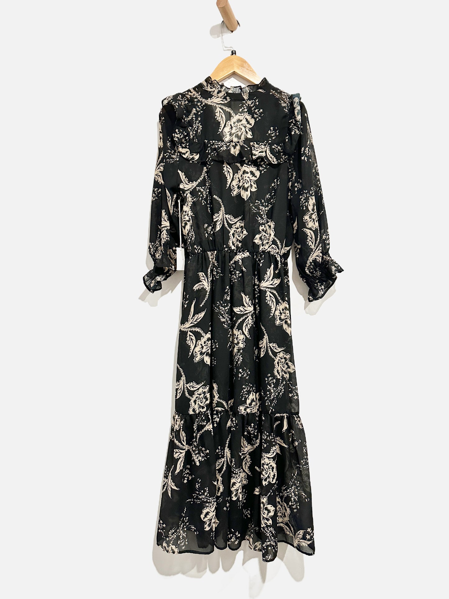 Nightcap Black Floral Midi Dress - Small