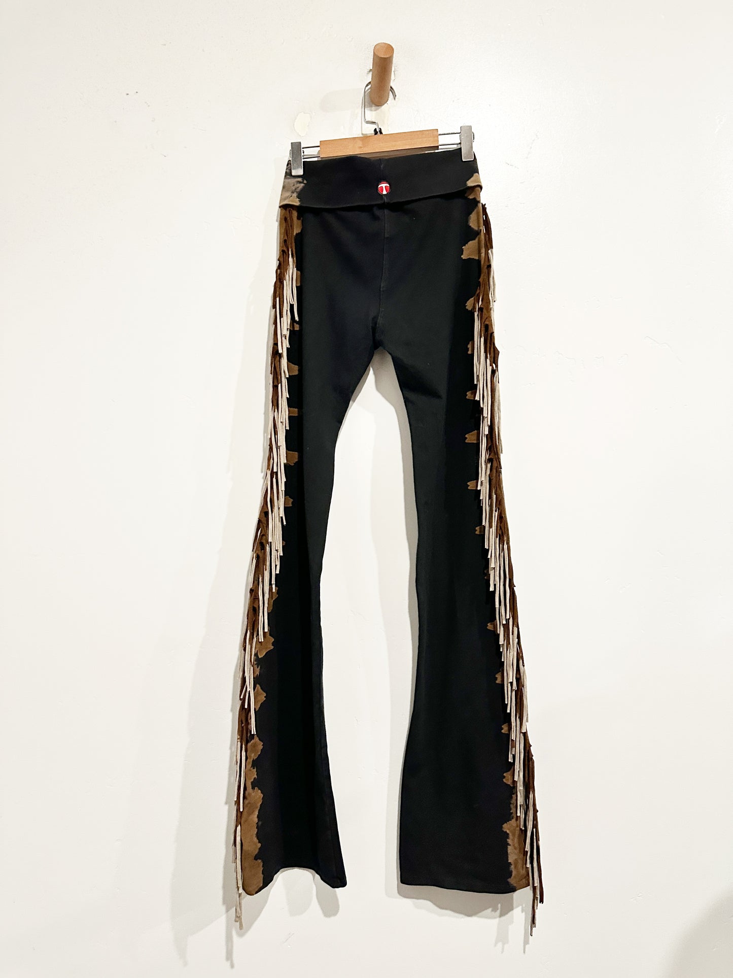 T-Party Black Tie Dye Fringe Knit Pants - Small