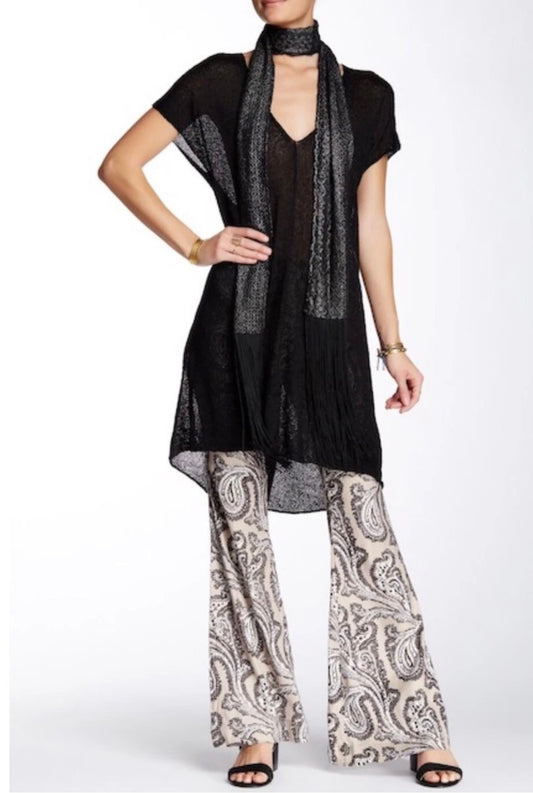 Free People Take it Easy Black Sheer Tunic - XS