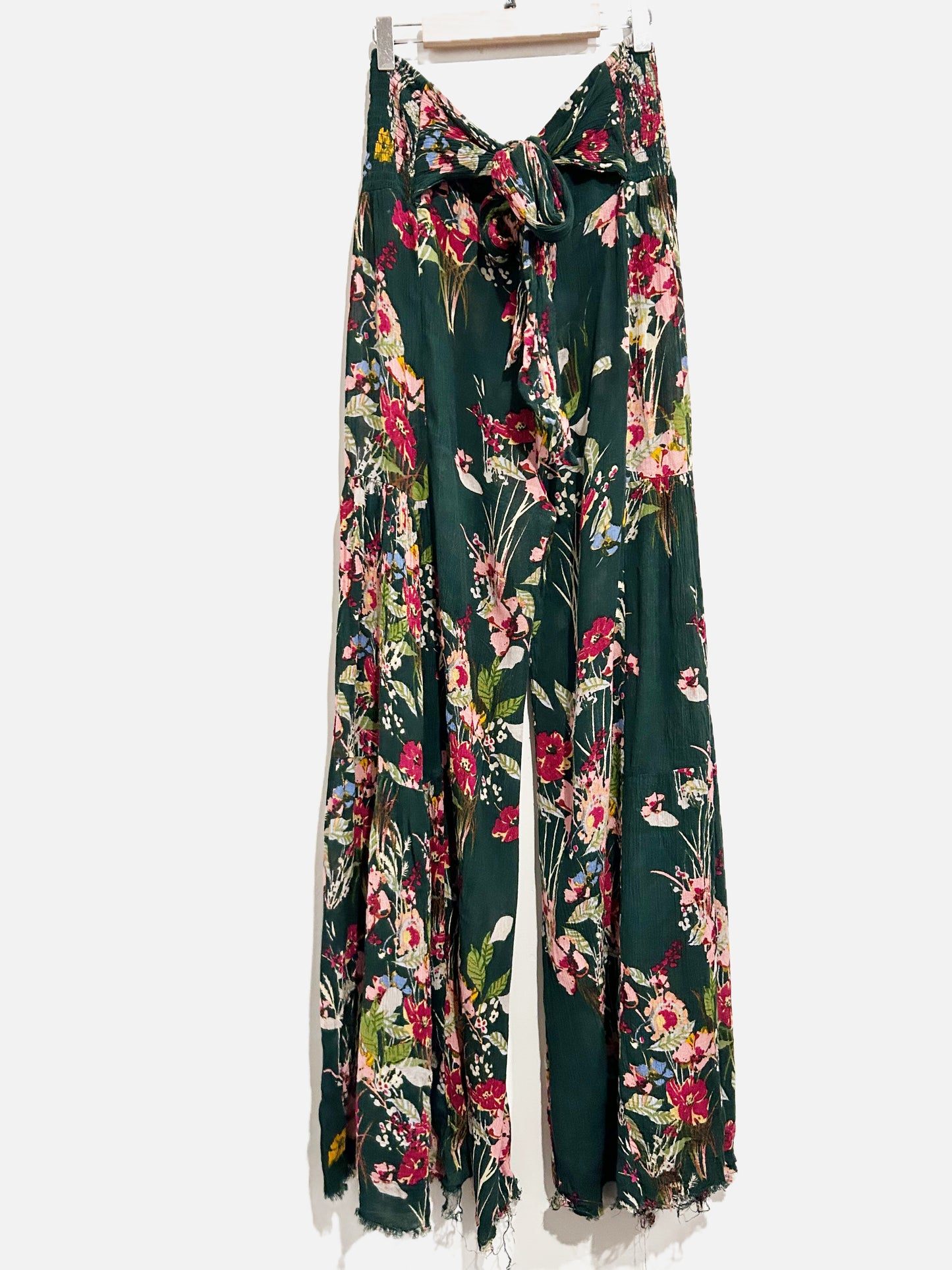 Free People Green Floral Flowy Pants - Medium