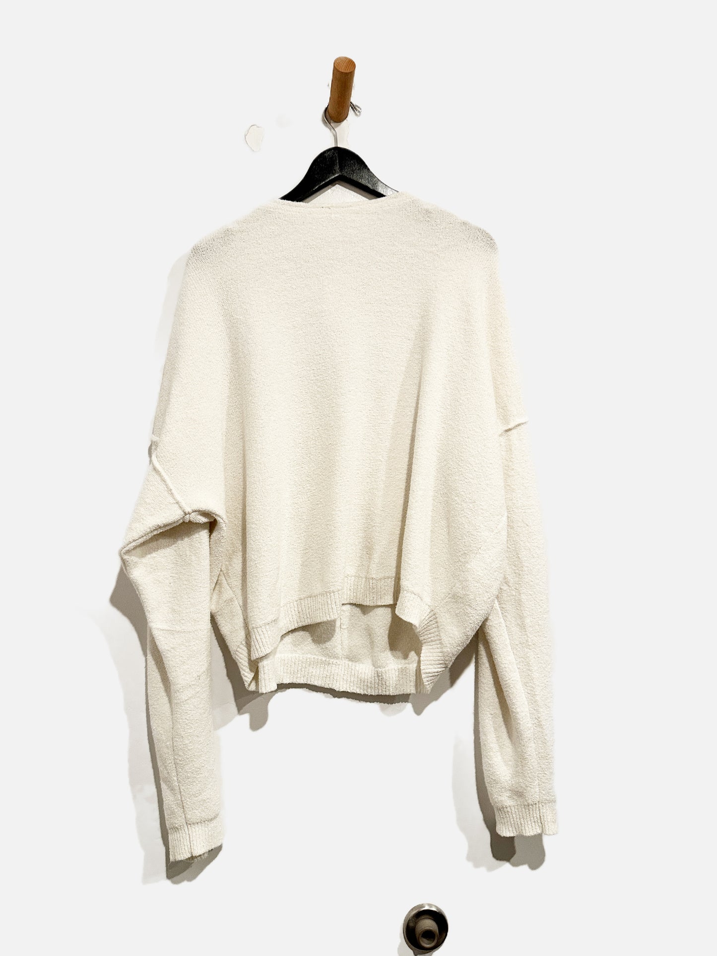 Free People White V Neck Sweater - Small