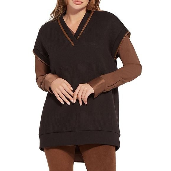 Lysse Quilted Convertible Sweatshirt In Black Size Small