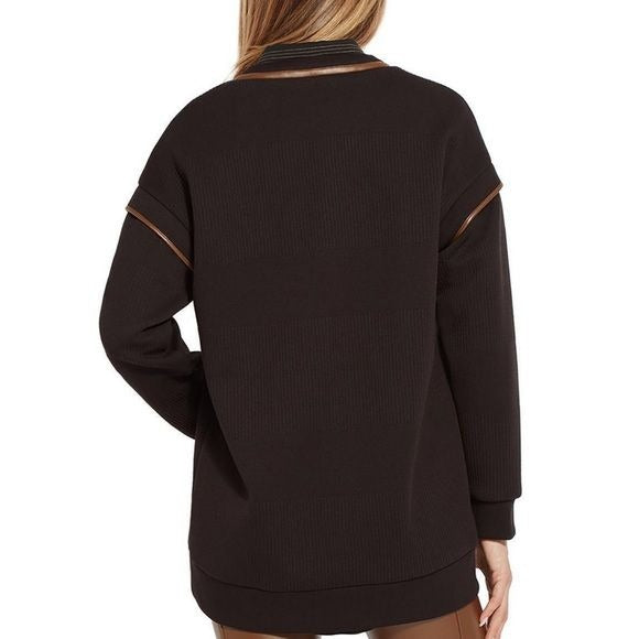 Lysse Quilted Convertible Sweatshirt In Black Size Small