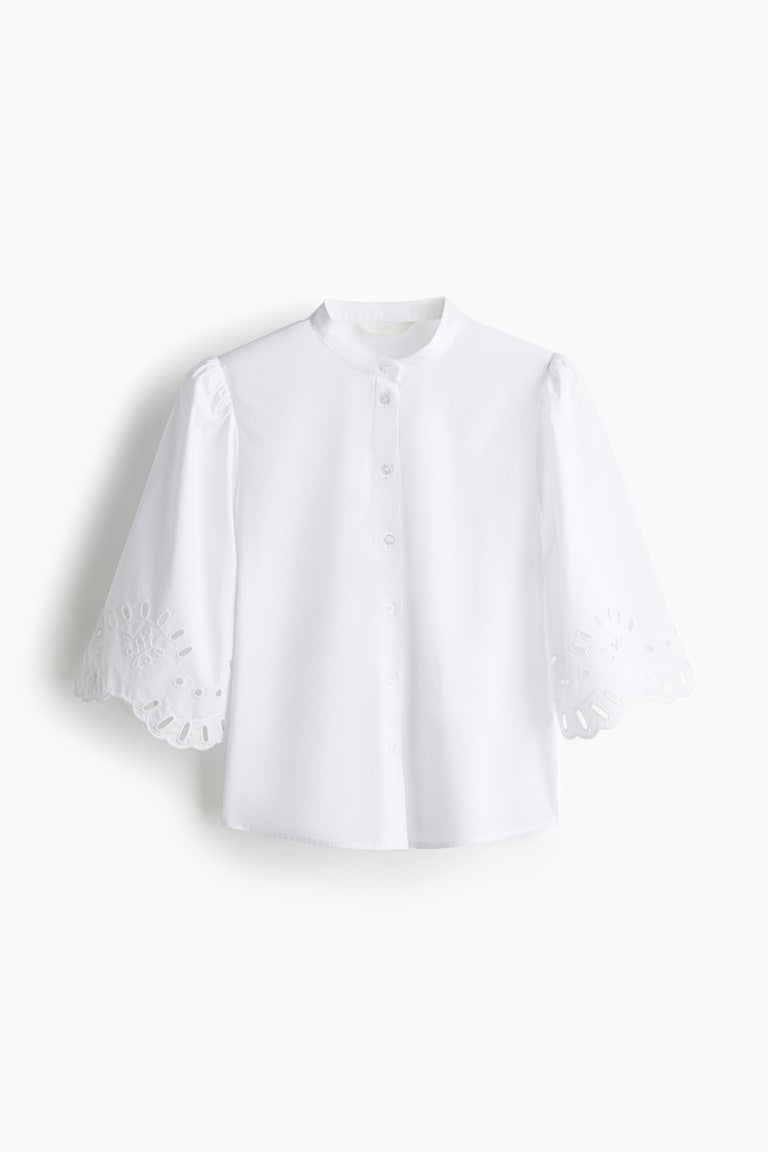 H&M White Eyelet Button Down Blouse - Small