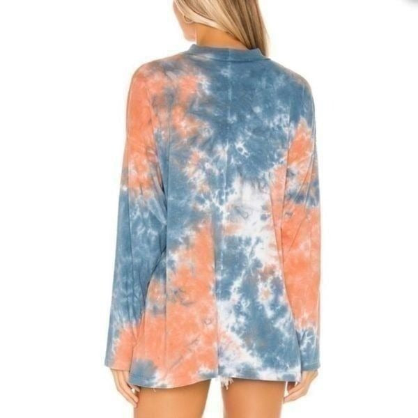 Free People Orange/Blue Tie Dye LS Top -Small