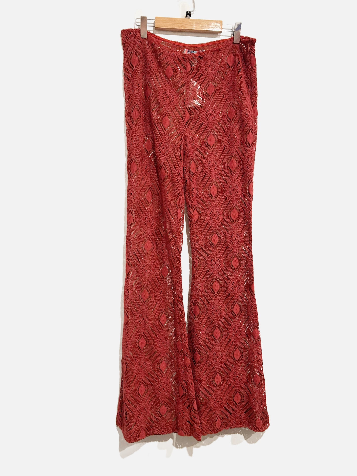 Urban Outfitters Red Lace Flare Pants - 6