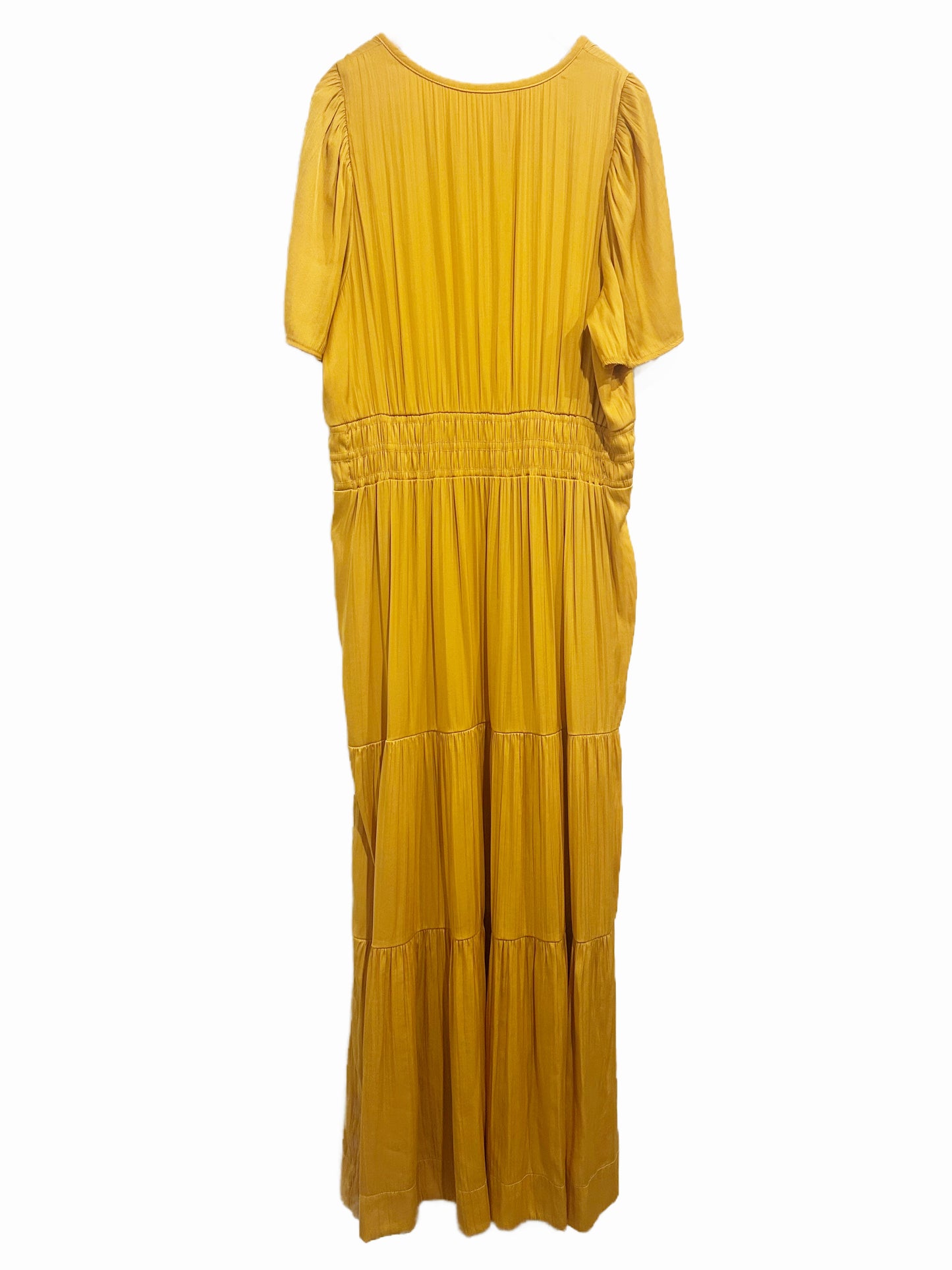 Anthropologie The Somerset Satin Maxi Dress in Mango - Large