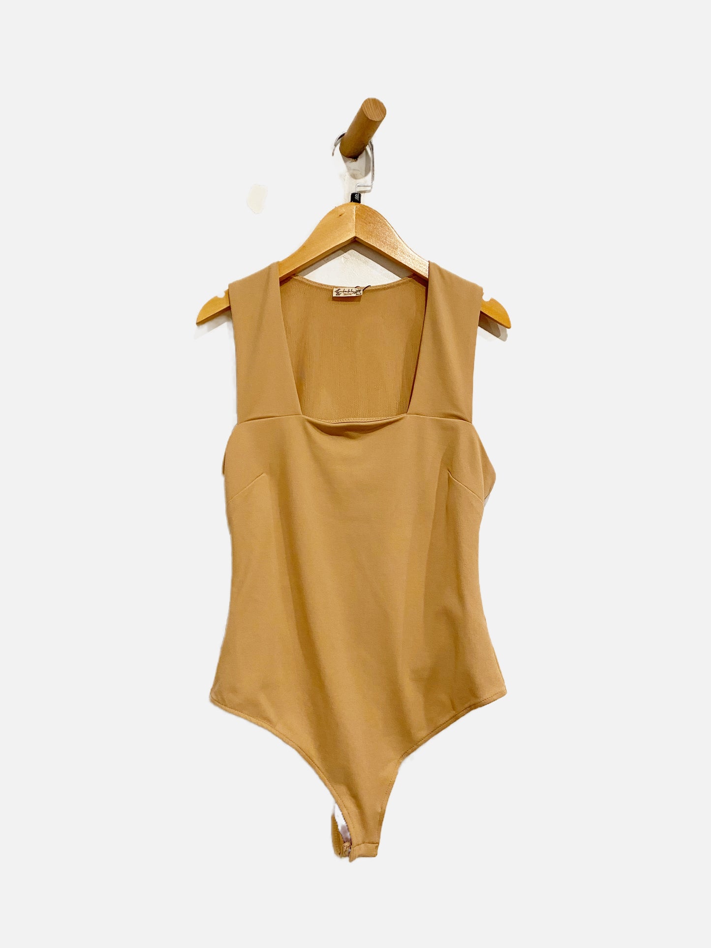 Free People She’s so Sleek Beige Square Neck Bodysuit - Small