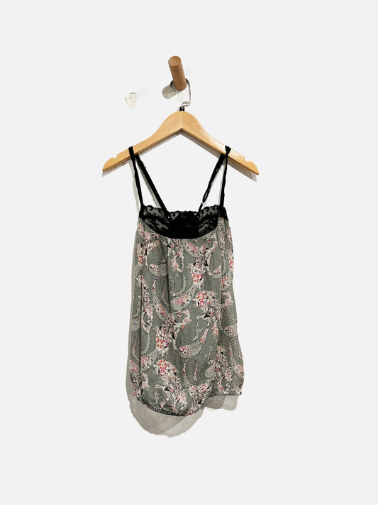 Free People Y2K Paisley Black Lace Trim Tank - XS
