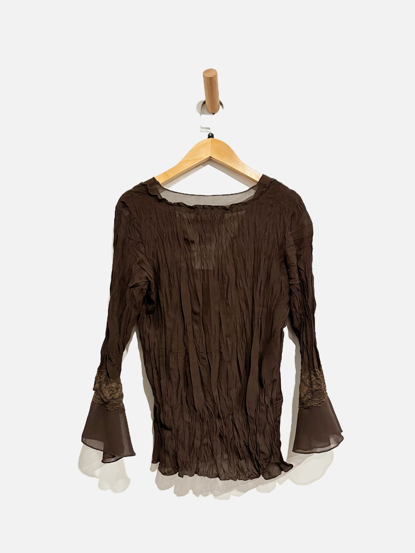 Separates Y2K Brown Eyelet Ruffle Blouse - Small