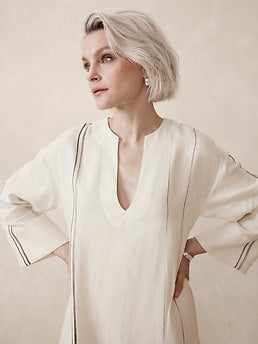 Banana Republic Linen Stripped Dress-XXS